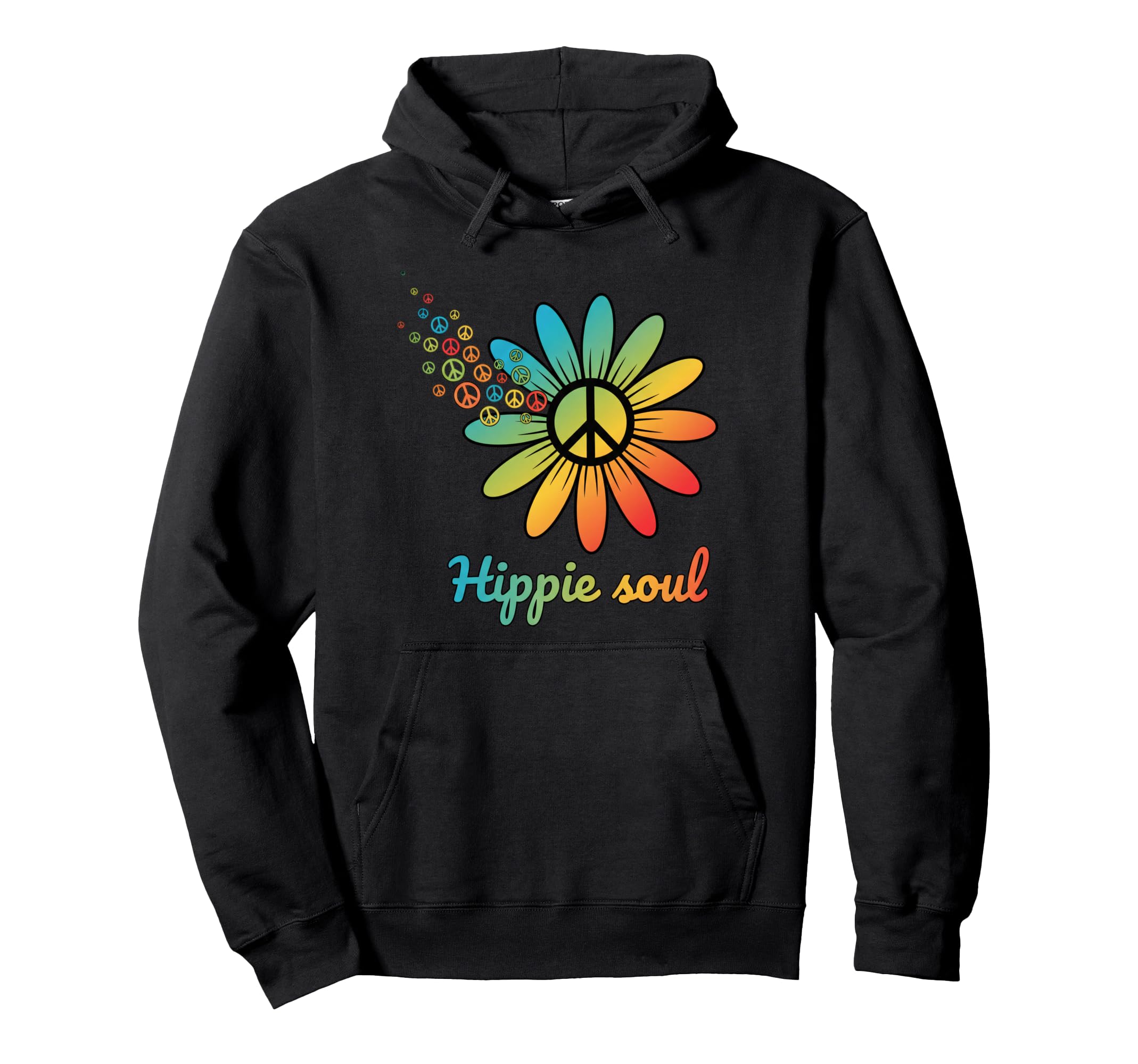 Hippie Soul Daisy Peace Flower Boho Hoodie - Graphic Print for Adults - T-Shirt, Sweatshirt, Hoodie