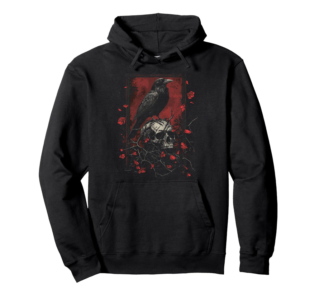 Raven Crow Y2K Grunge Aesthetic Dark Bird Hoodie - Custom Art Print Unisex - T-Shirt, Sweatshirt, Hoodie