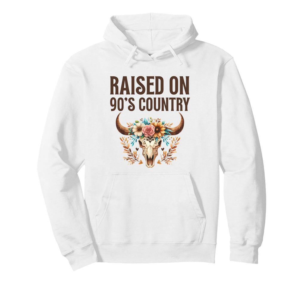 Raised 90S Country Music Western Hoodie - Casual Everyday Wear for Adults - T-Shirt, Sweatshirt, Hoodie