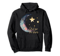 Shoot Stars Motivational Floral Moon Hoodie - Custom Art Print Men Women - T-Shirt, Sweatshirt, Hoodie