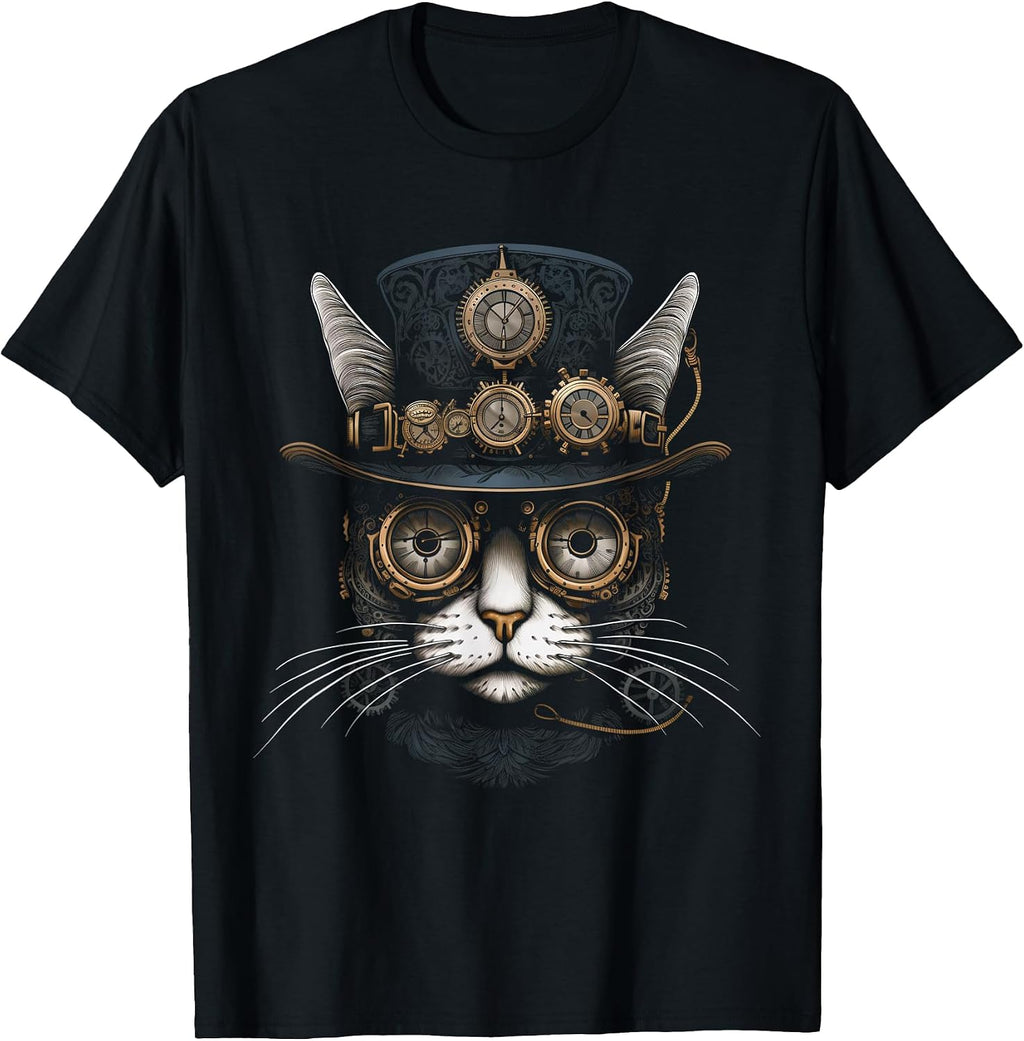 Steampunk Cat - Adult & Kids T-Shirts, Sweatshirts & Hoodies apparel design preview 1