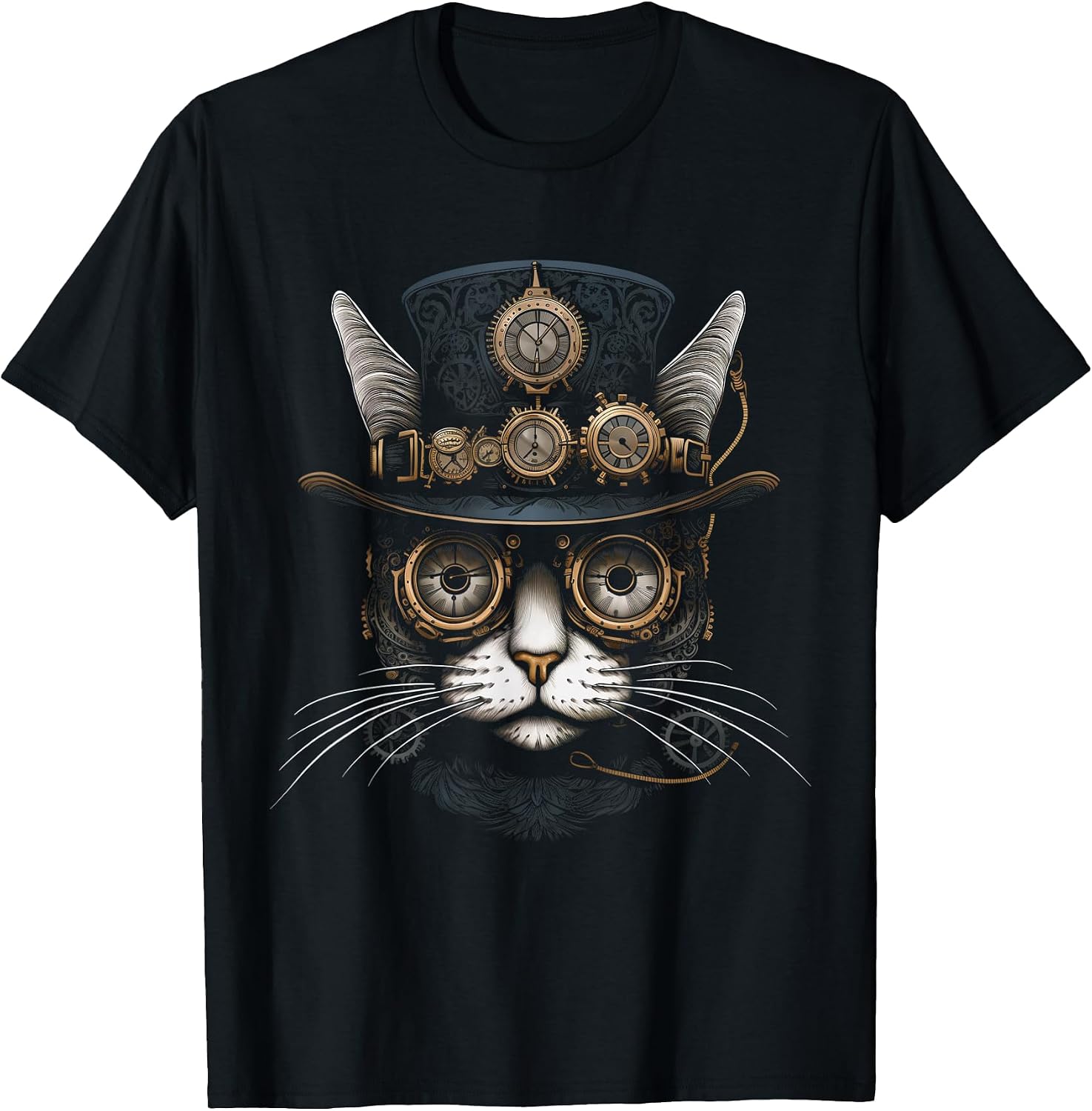 Steampunk Cat - Adult & Kids T-Shirts, Sweatshirts & Hoodies apparel design preview 1