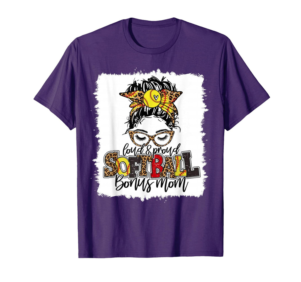 Softball Bonus Mom Leopard Funny T-Shirt - Aesthetic Graphic Unisex - T-Shirt, Sweatshirt, Hoodie