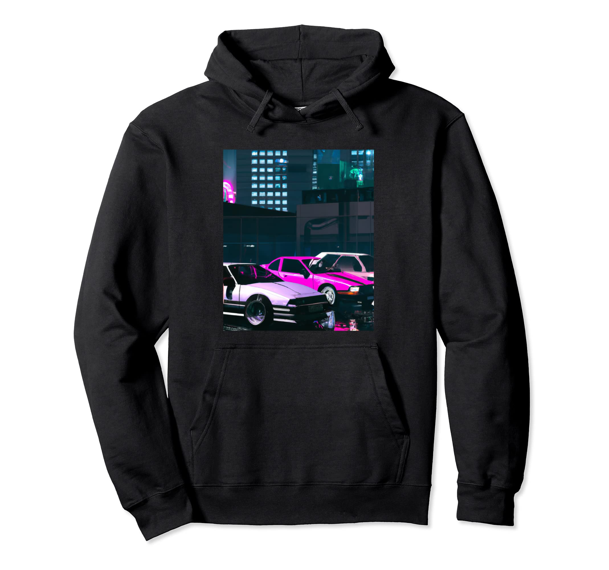 Vaporwave Car Synthwave City Hoodie - Casual Everyday Wear Men Women - T-Shirt, Sweatshirt, Hoodie
