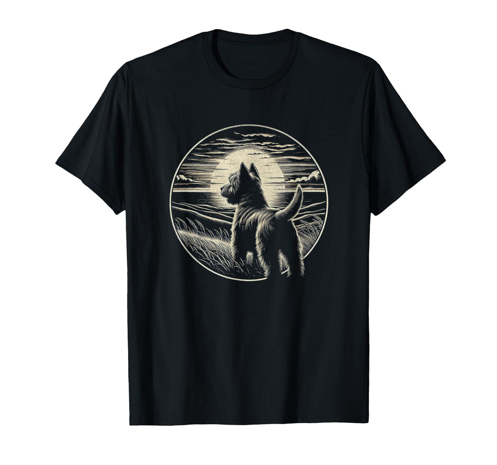 Cairn Terrier Dog Sunset Scene Art T-Shirt - Trendy Graphic Men Women - T-Shirt, Sweatshirt, Hoodie