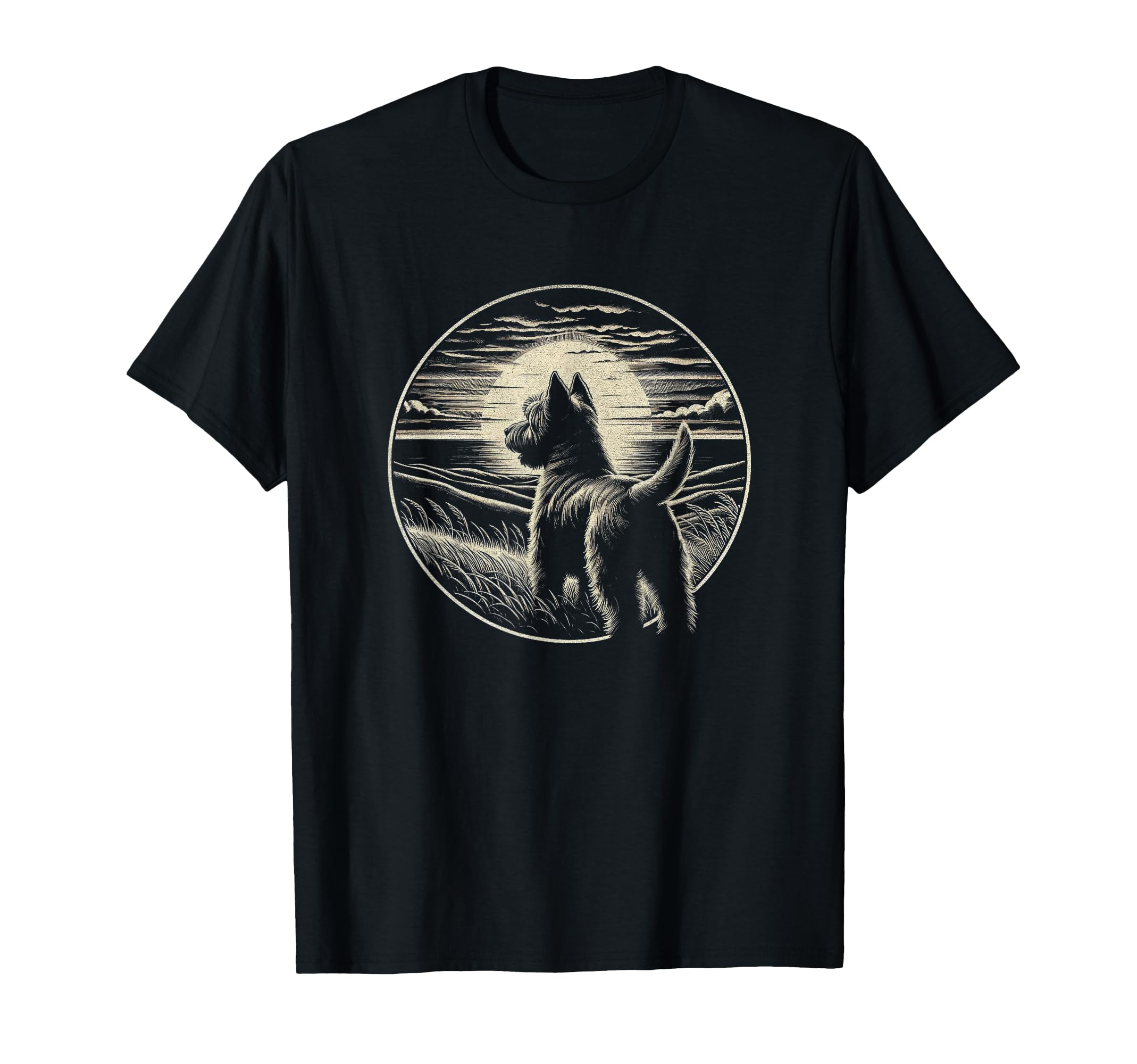 Cairn Terrier Dog Sunset Scene Art T-Shirt - Trendy Graphic Men Women - T-Shirt, Sweatshirt, Hoodie