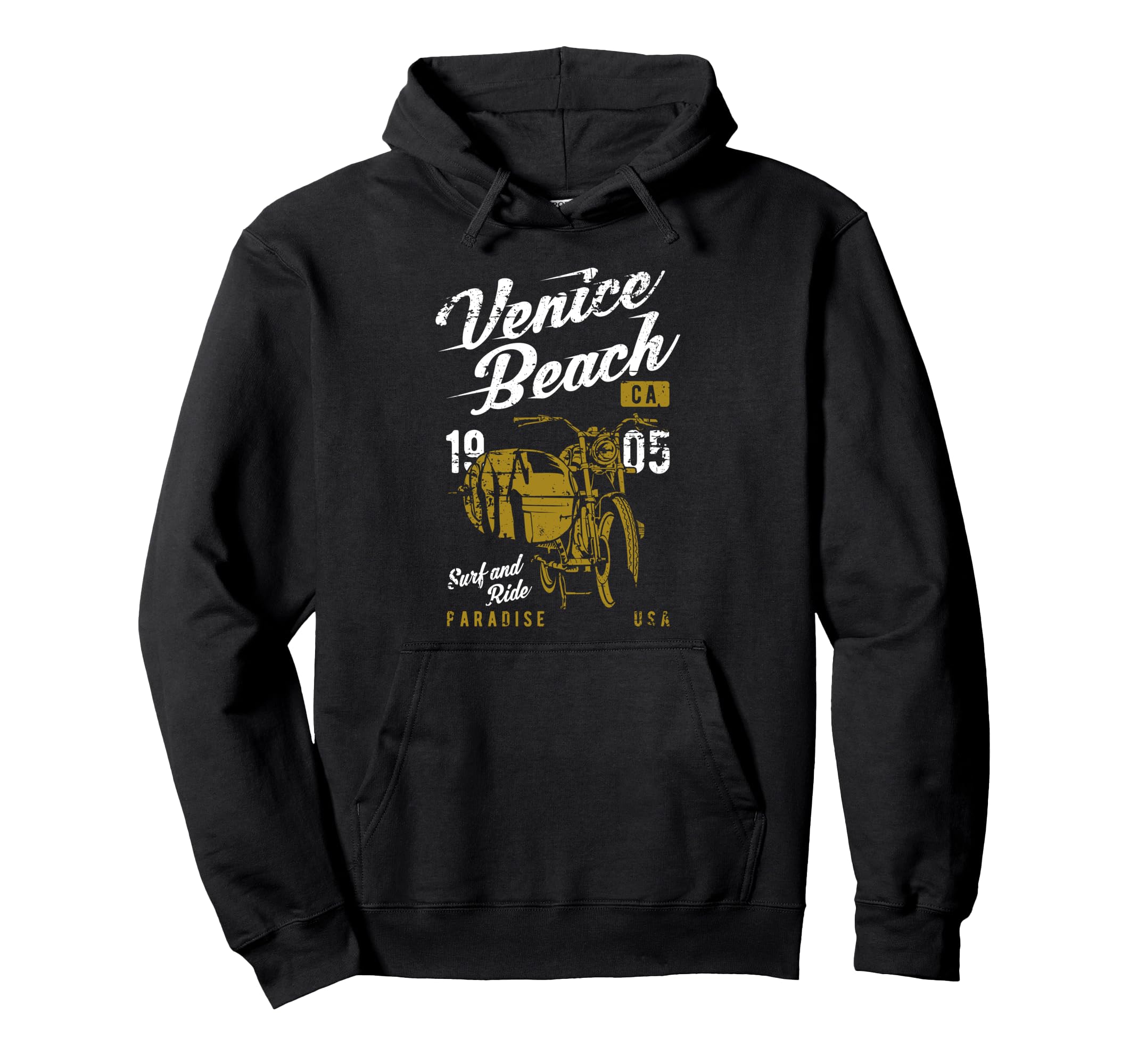 Venice Beach California Distressed Hoodie - Fun Novelty Design Men Women - T-Shirt, Sweatshirt, Hoodie