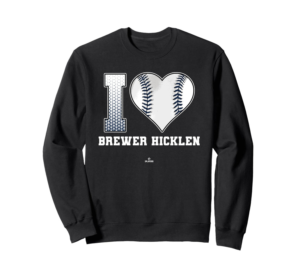 I Heart Baseball Stitch Brewer Sweatshirt - Minimalist Print Men Women - T-Shirt, Sweatshirt, Hoodie