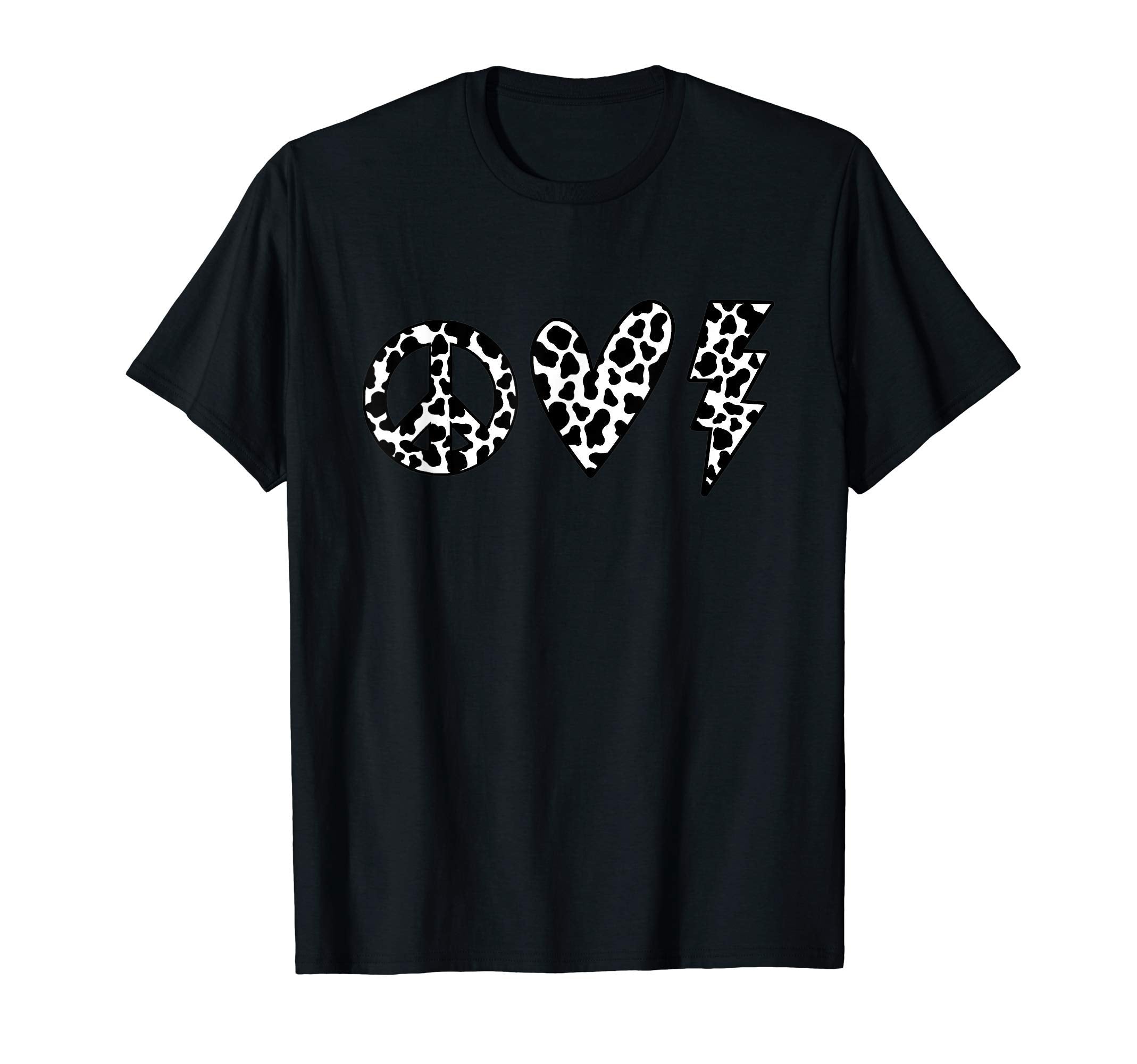 Peace Love Lightning Bolt Trendy Cow T-Shirt - Streetwear Style Men Women - T-Shirt, Sweatshirt, Hoodie