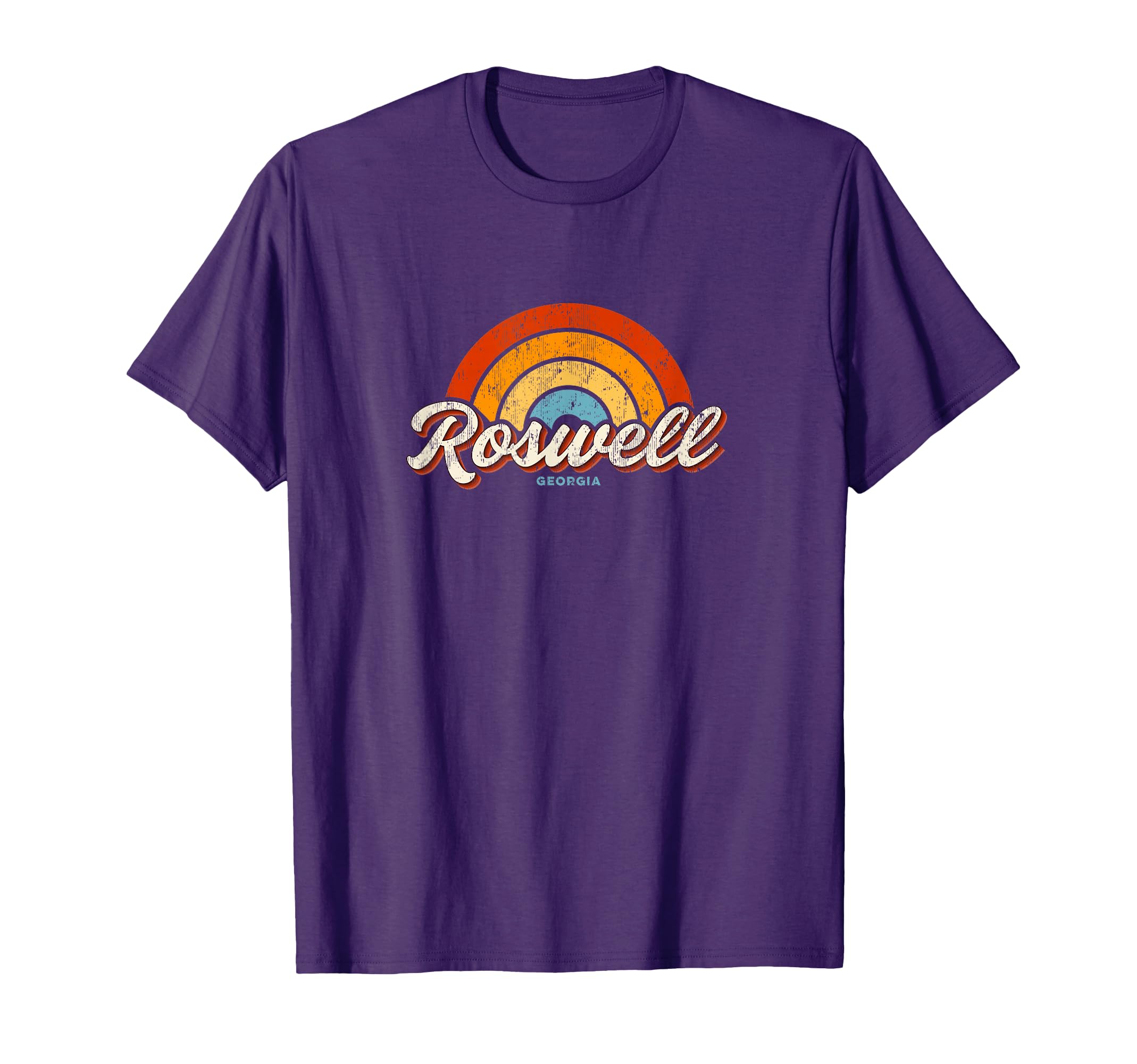 Roswell Georgia Ga Rainbow 70S T-Shirt - Minimalist Print Men Women - T-Shirt, Sweatshirt, Hoodie