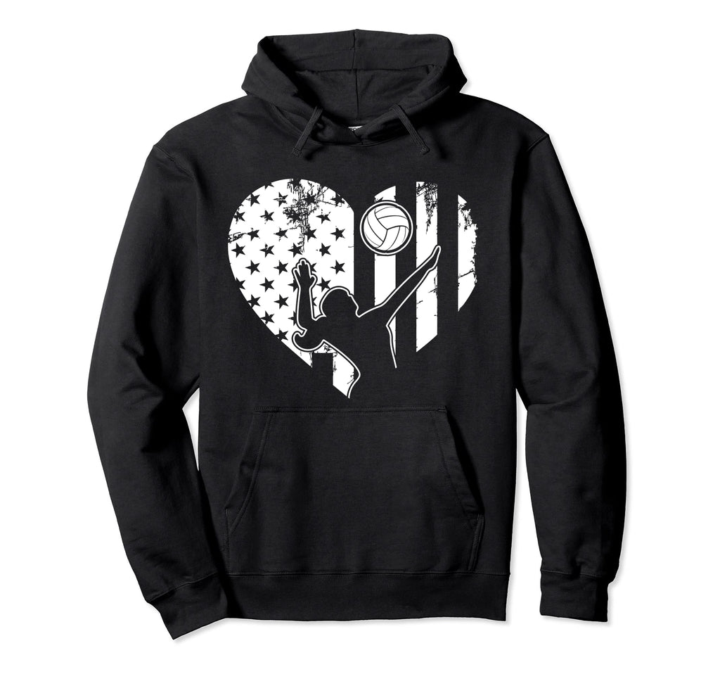 American Usa Flag Volleyball Distressed Hoodie - Streetwear Style Unisex - T-Shirt, Sweatshirt, Hoodie