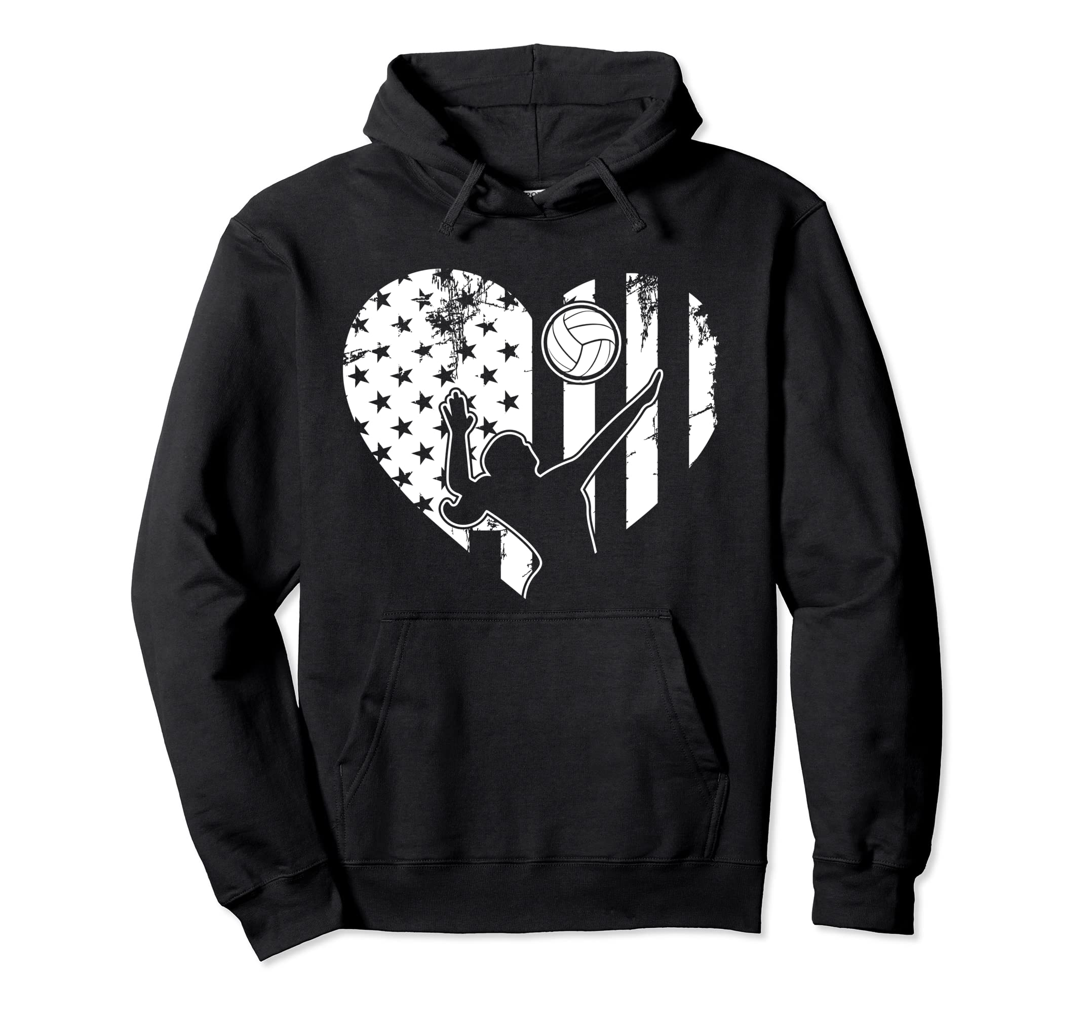 American Usa Flag Volleyball Distressed Hoodie - Streetwear Style Unisex - T-Shirt, Sweatshirt, Hoodie