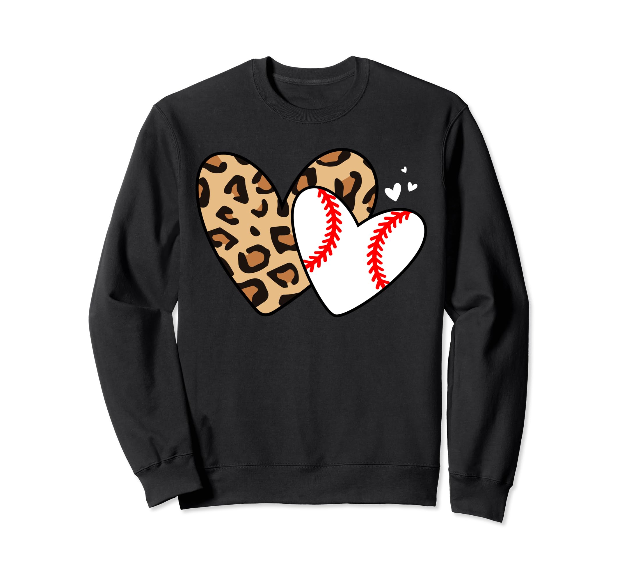 Baseball Heart Leopard Heart Funny Sweatshirt - Trendy Graphic for Adults - T-Shirt, Sweatshirt, Hoodie