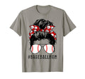 Baseball Mom Shirts Messy Bun T-Shirt - Custom Art Print Men Women - T-Shirt, Sweatshirt, Hoodie