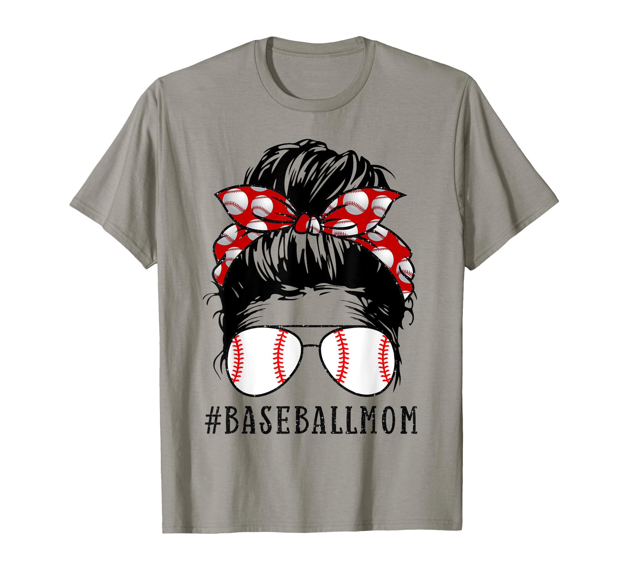Baseball Mom Shirts Messy Bun T-Shirt - Custom Art Print Men Women - T-Shirt, Sweatshirt, Hoodie