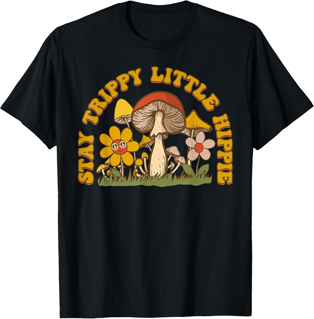 Stay Trippy Little Hippy Mushroom Flowers Retro - Adult & Kids T-Shirts, Sweatshirts & Hoodies apparel design preview 1
