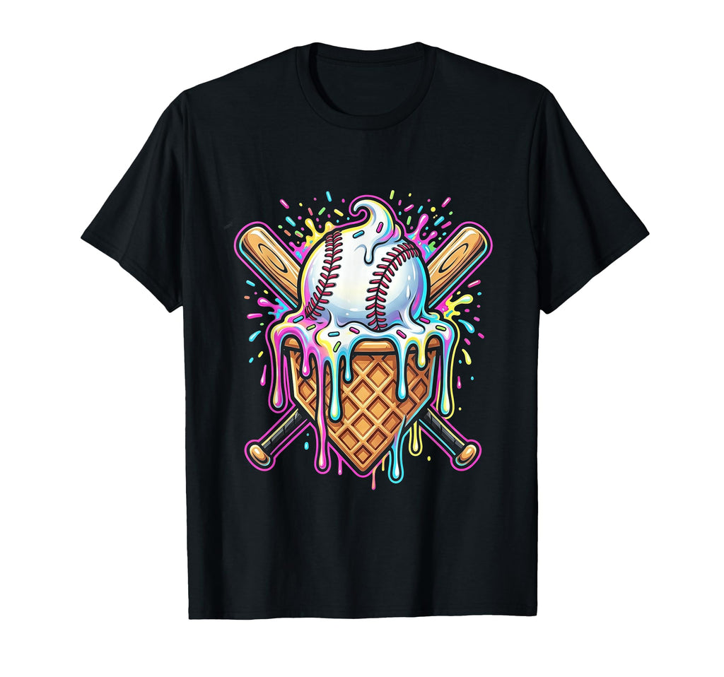Baseball Drip Ice Cream Drip Baseball T-Shirt - Minimalist Print Unisex - T-Shirt, Sweatshirt, Hoodie