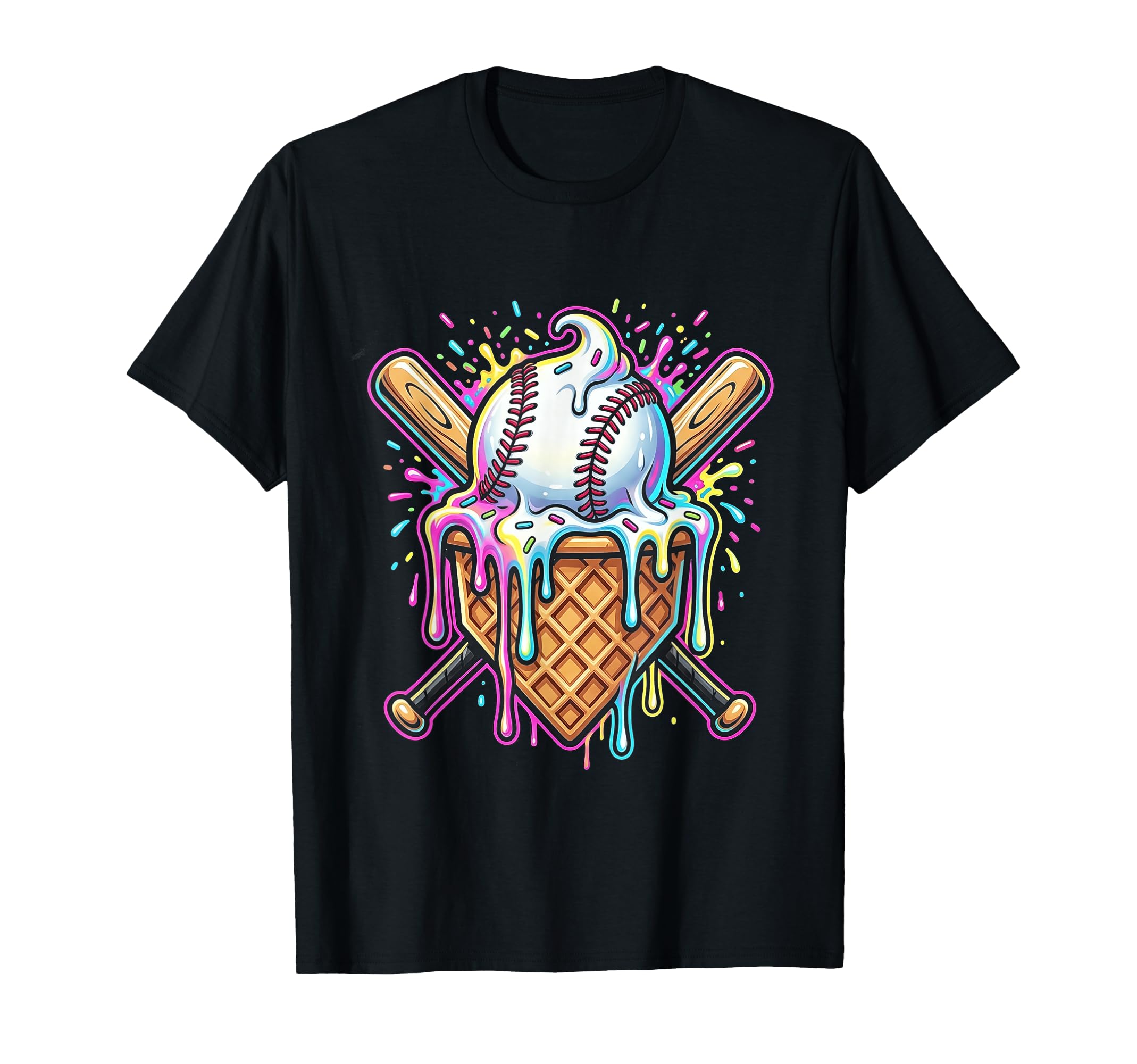 Baseball Drip Ice Cream Drip Baseball T-Shirt - Minimalist Print Unisex - T-Shirt, Sweatshirt, Hoodie