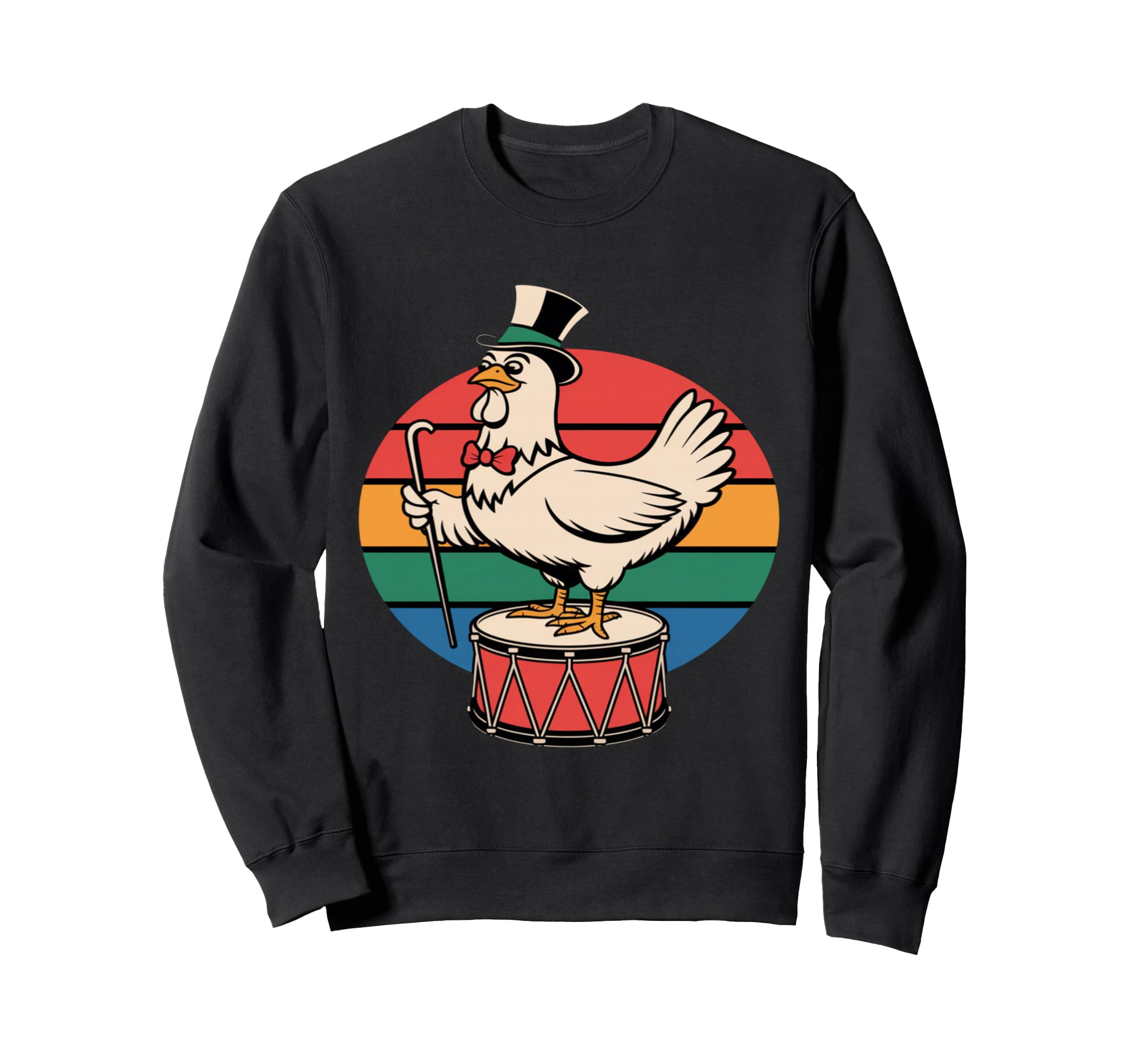 Fancy Chicken Drum Rainbow Marching Band Sweatshirt - Unique Graphic Unisex - T-Shirt, Sweatshirt, Hoodie