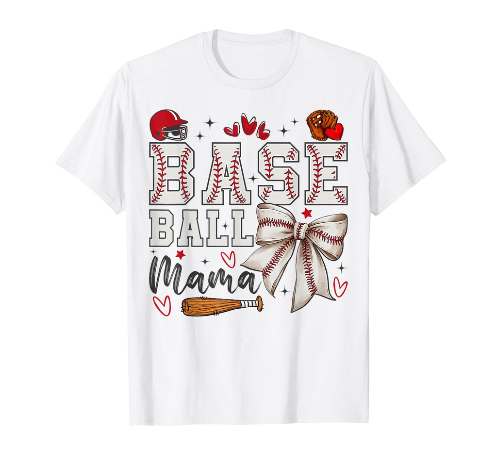 Baseball Mama Coquette Bow Game Day T-Shirt - Custom Art Print Unisex - T-Shirt, Sweatshirt, Hoodie