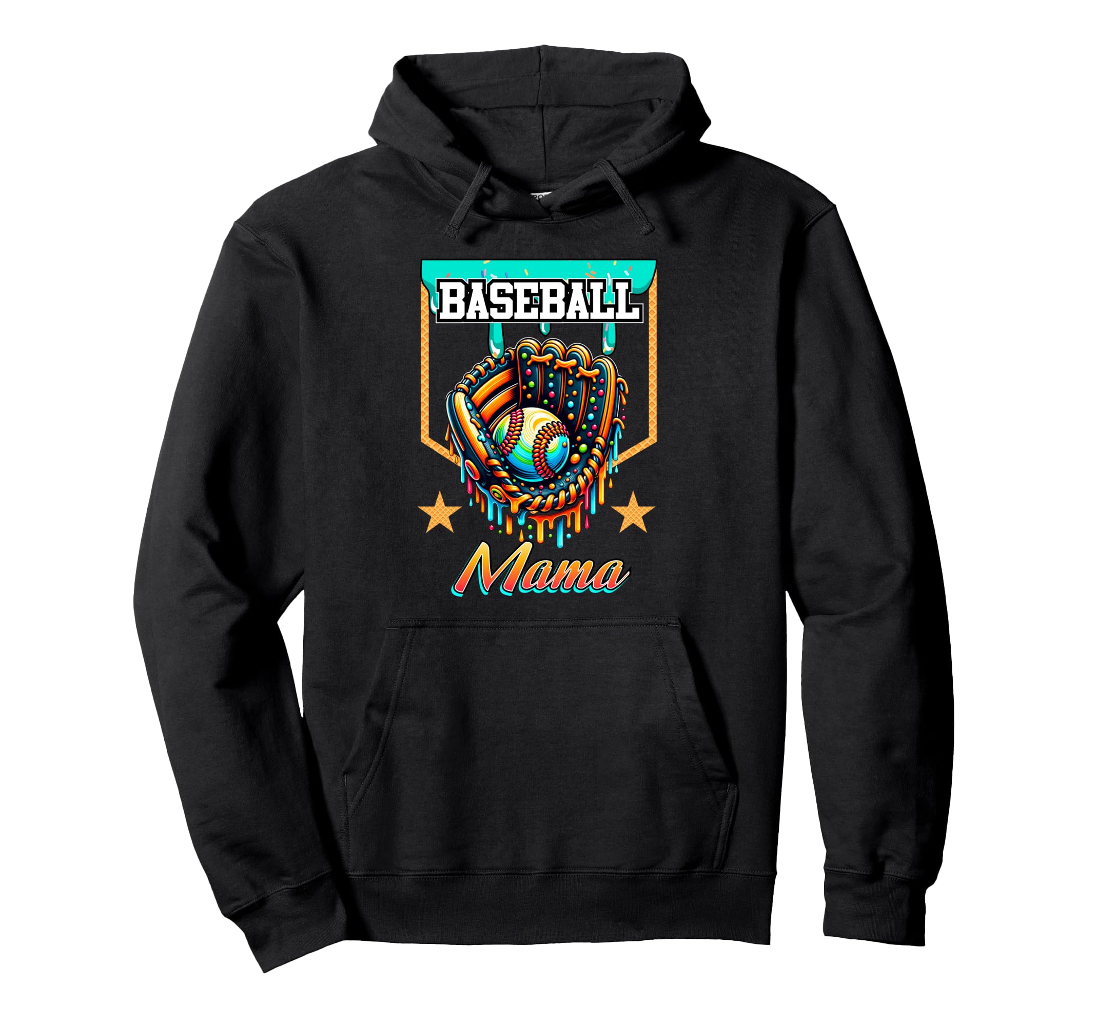 Baseball Drip Baseball Mama Ice Cream Hoodie - Unique Graphic for Adults - T-Shirt, Sweatshirt, Hoodie