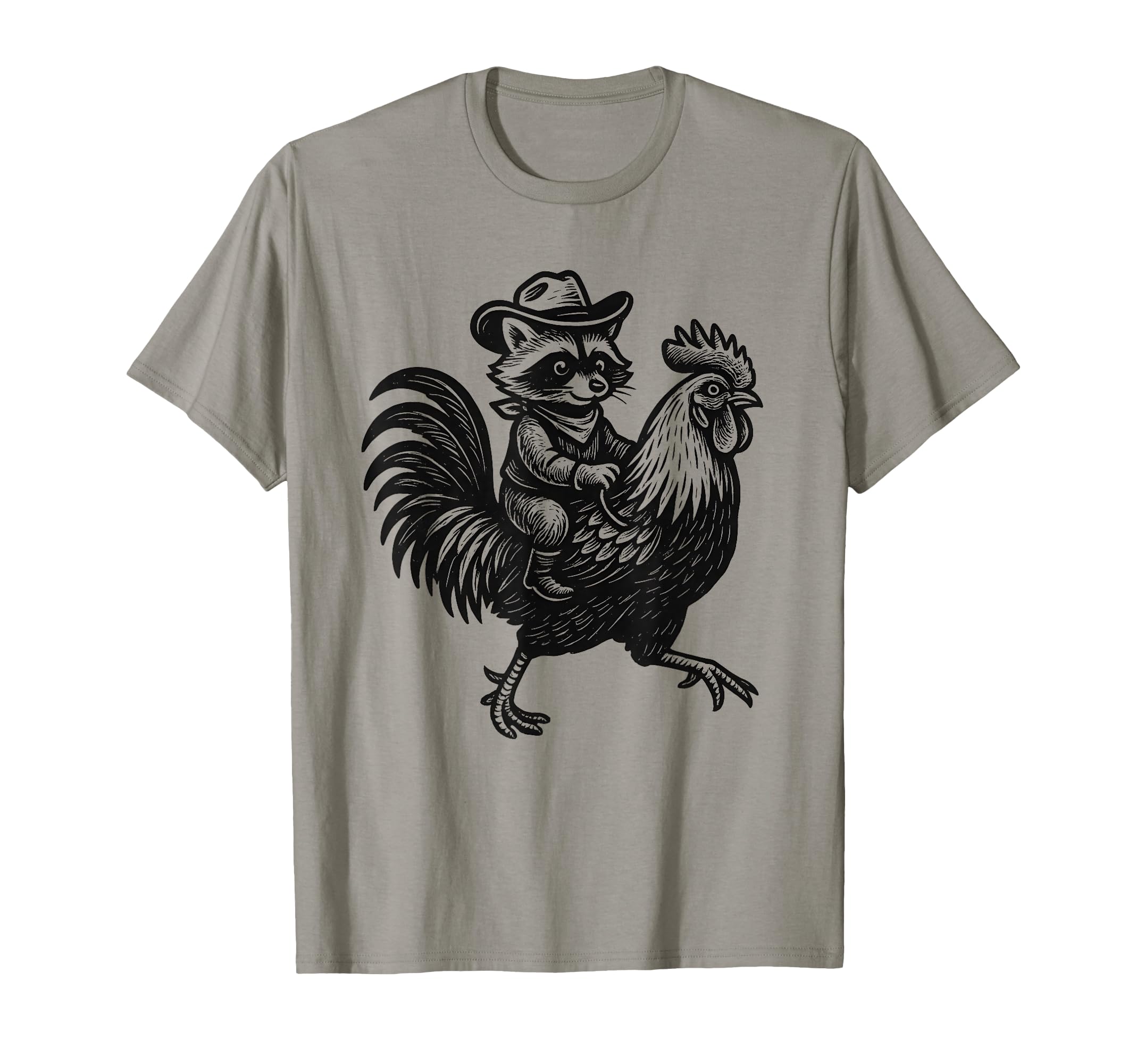 Cowboy Hat Raccoon Riding Rooster Funny T-Shirt - Aesthetic Graphic Unisex - T-Shirt, Sweatshirt, Hoodie