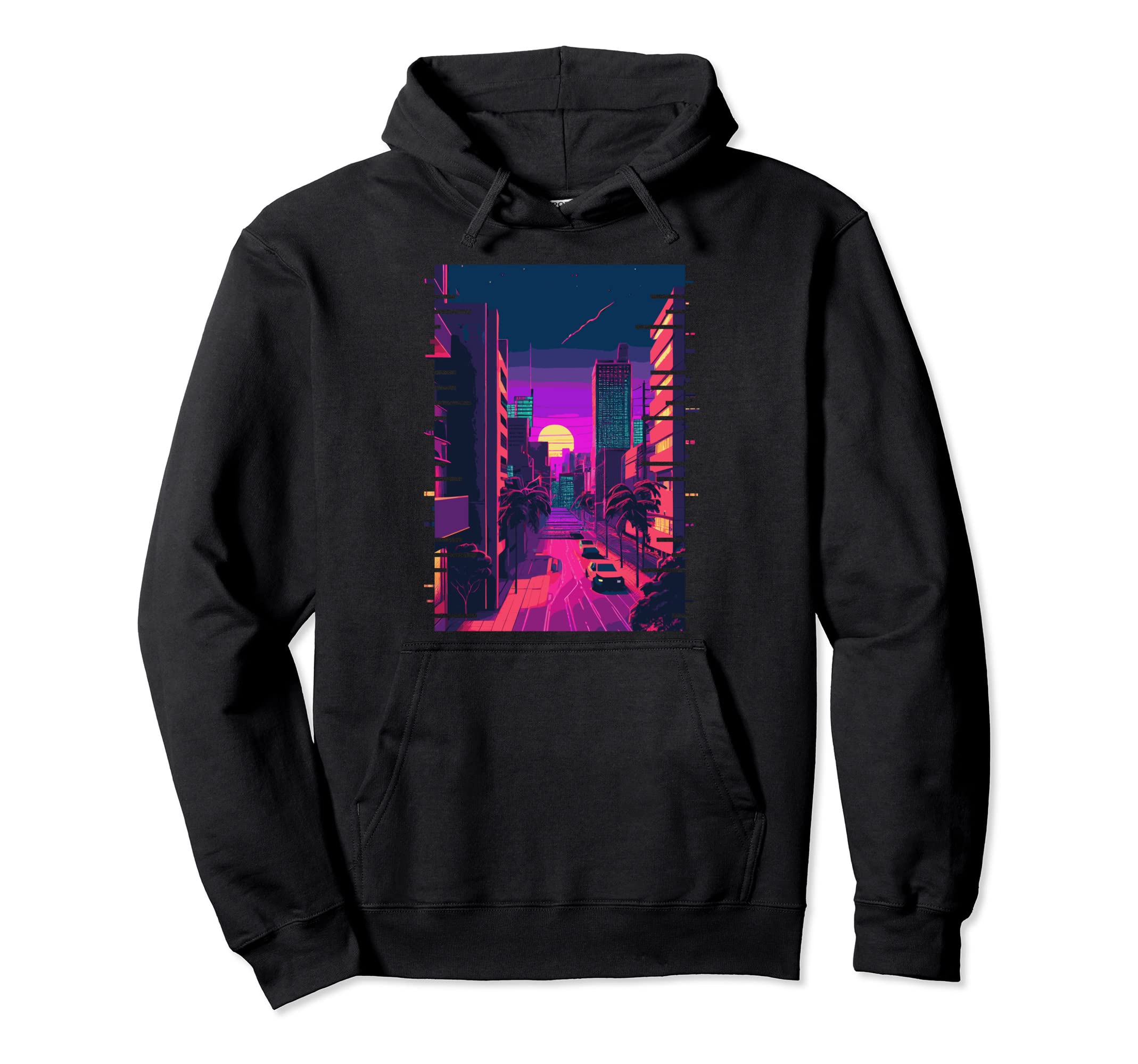 Japanese City Indie Aesthetic Glitch Art Hoodie - Custom Art Print Unisex - T-Shirt, Sweatshirt, Hoodie
