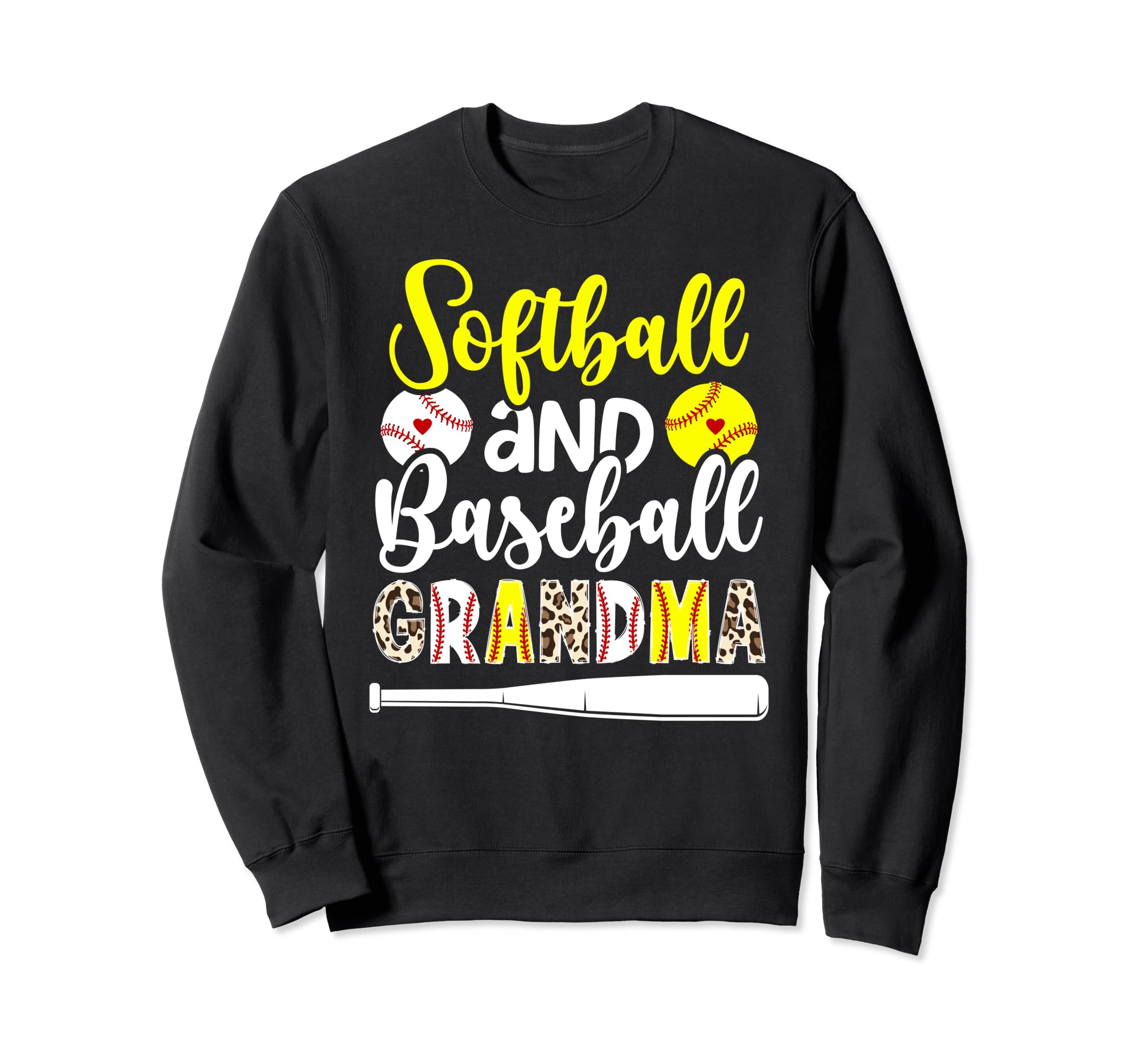 Softball Baseball Grandma Leopard Sweatshirt - Graphic Print for Adults - T-Shirt, Sweatshirt, Hoodie