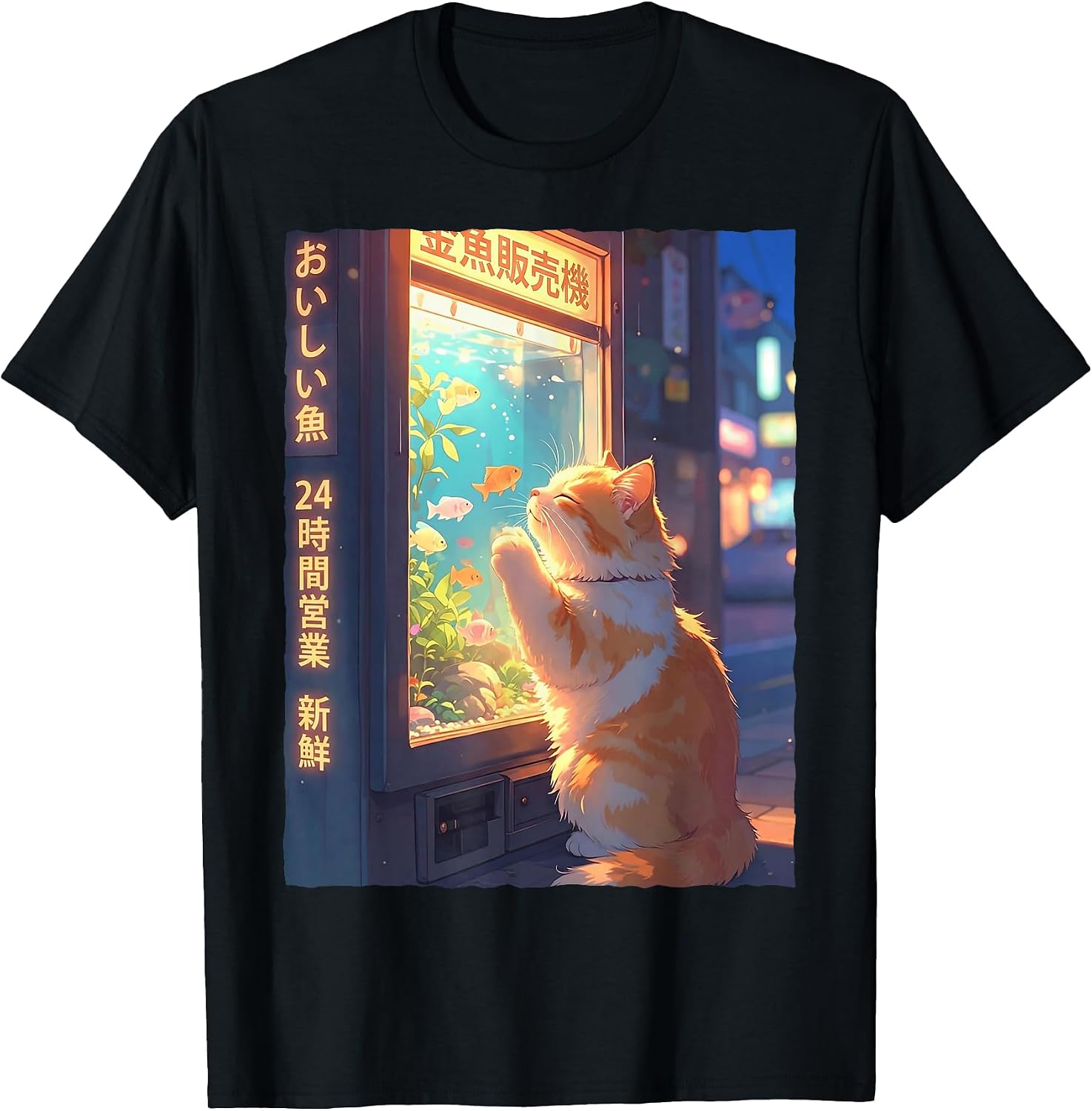 Kawaii Anime Cat Japanese Goldfish Vending Machine - Adult & Kids T-Shirts, Sweatshirts & Hoodies apparel design preview 1