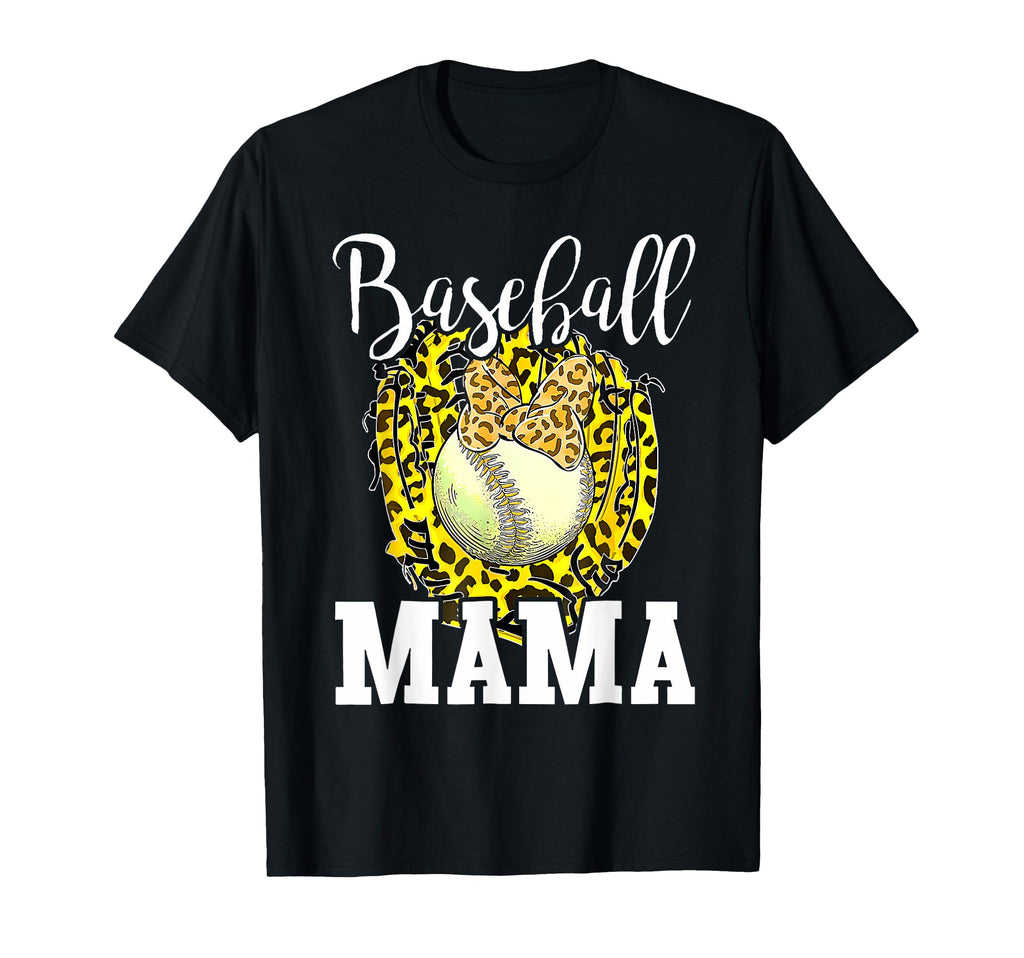 Baseball Mama Leopard Mom Baseball Mothers T-Shirt - Graphic Print Unisex - T-Shirt, Sweatshirt, Hoodie