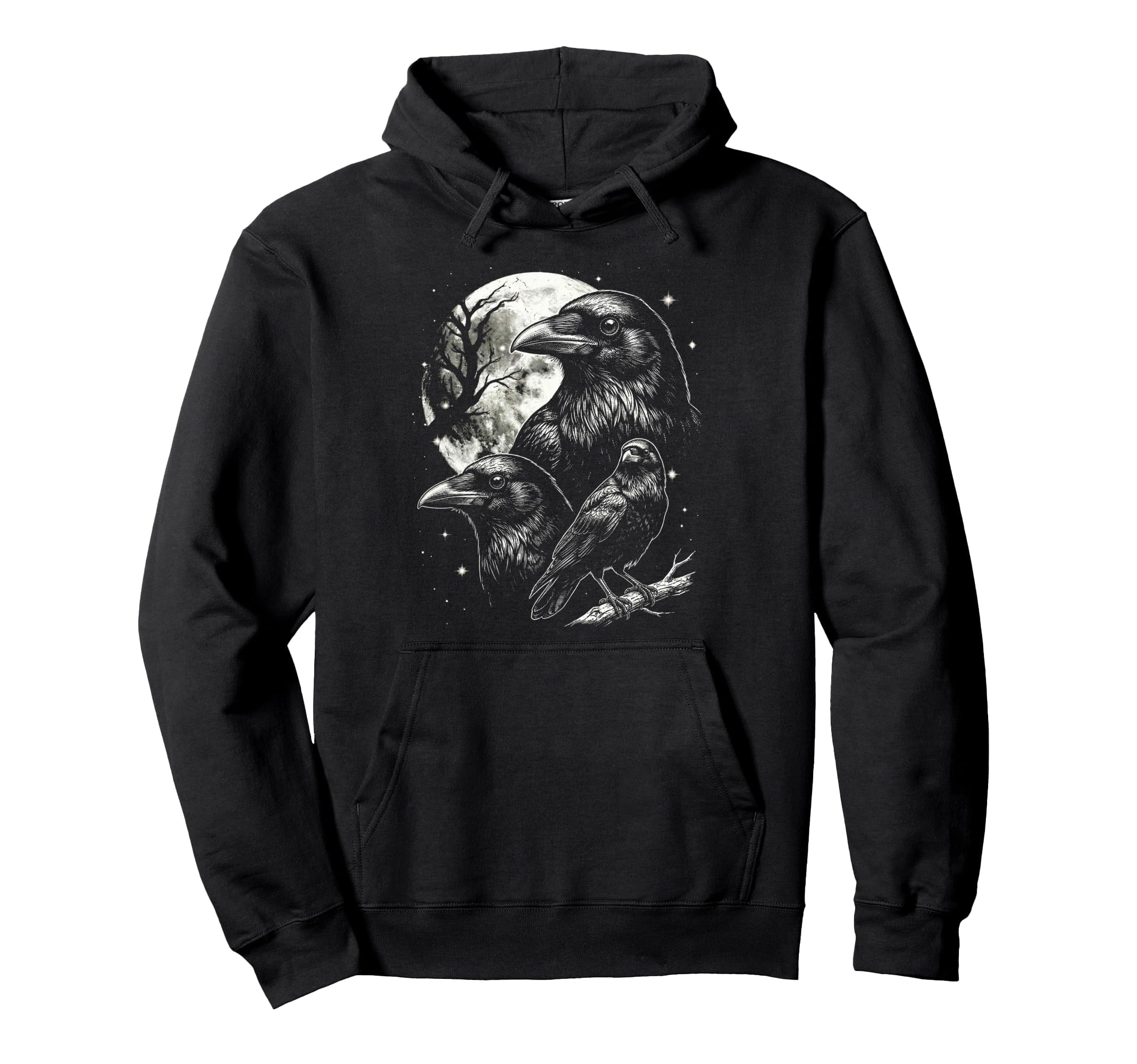 Raven 90S Aesthetic Y2K Raven Bird Hoodie - Minimalist Print Unisex - T-Shirt, Sweatshirt, Hoodie