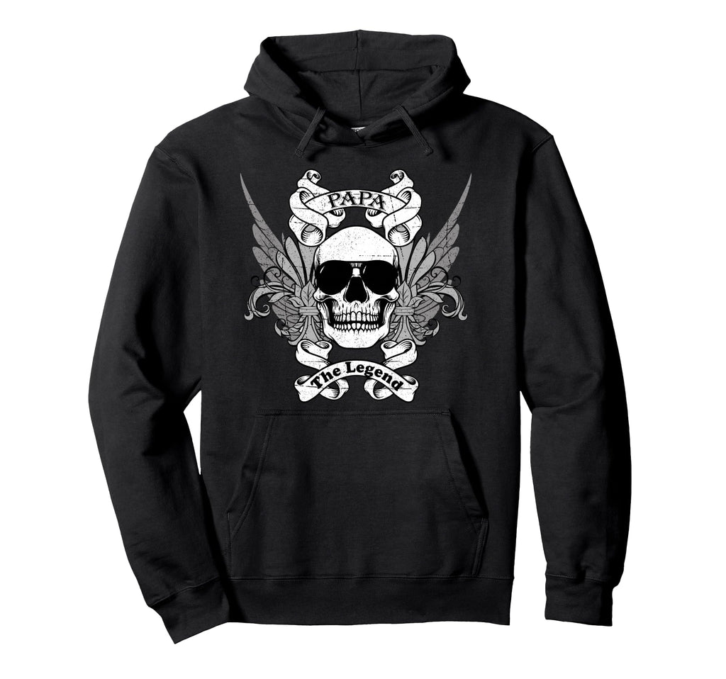 Papa Legend Skull Sunglasses Wings Hoodie - Fun Novelty Design Men Women - T-Shirt, Sweatshirt, Hoodie