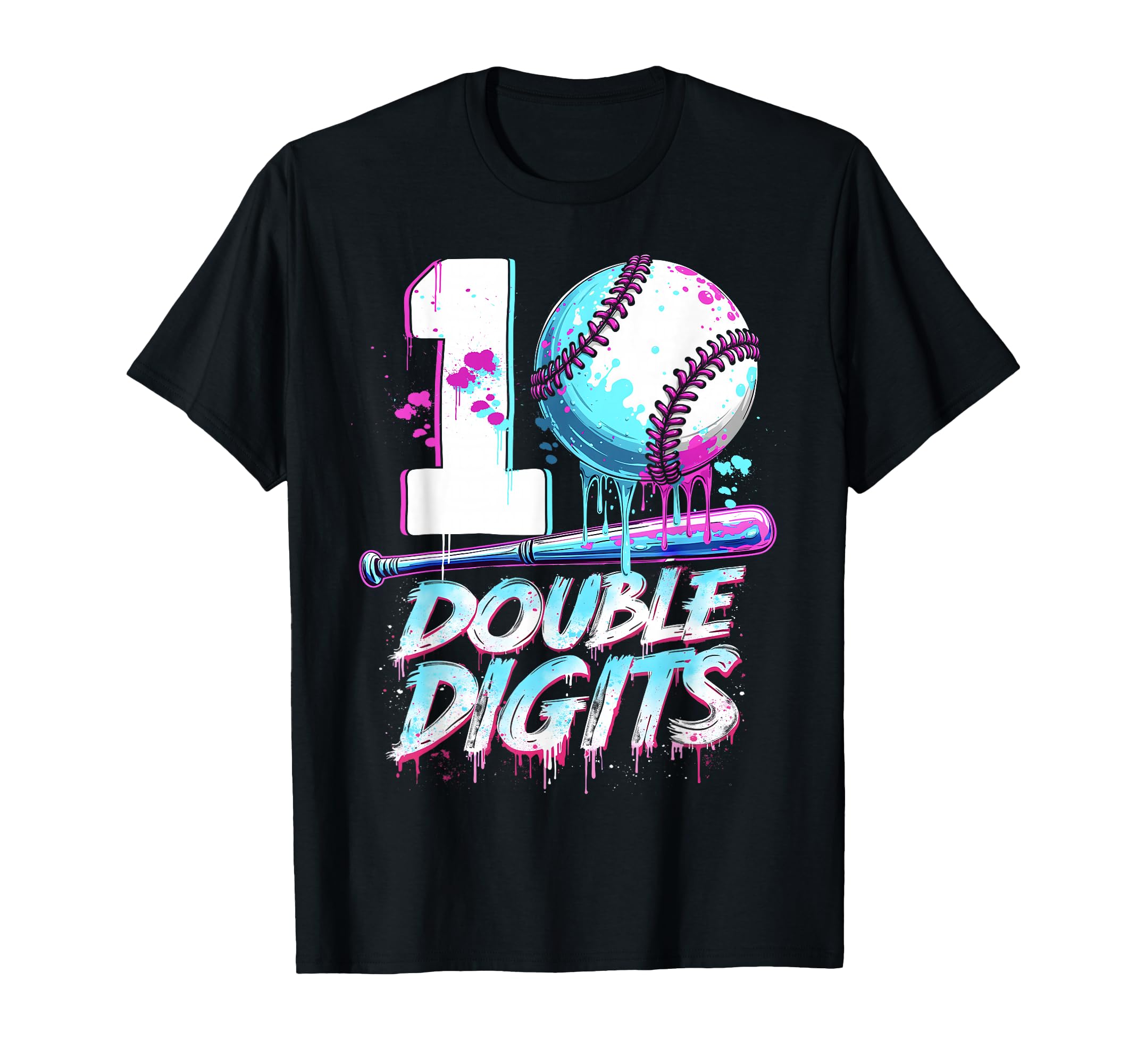 Baseball 10 Years Old Birthday Double T-Shirt - Graphic Print for Adults - T-Shirt, Sweatshirt, Hoodie