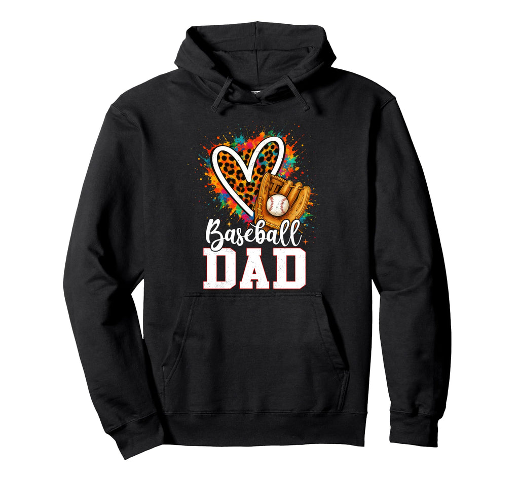 Baseball Dad Leopard Heart Colorful Hoodie - Streetwear Style Unisex - T-Shirt, Sweatshirt, Hoodie