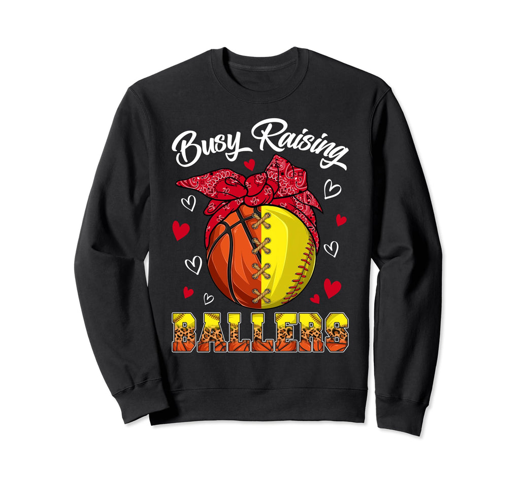 Busy Raising Ballers Basketball Sweatshirt - Minimalist Print for Adults - T-Shirt, Sweatshirt, Hoodie