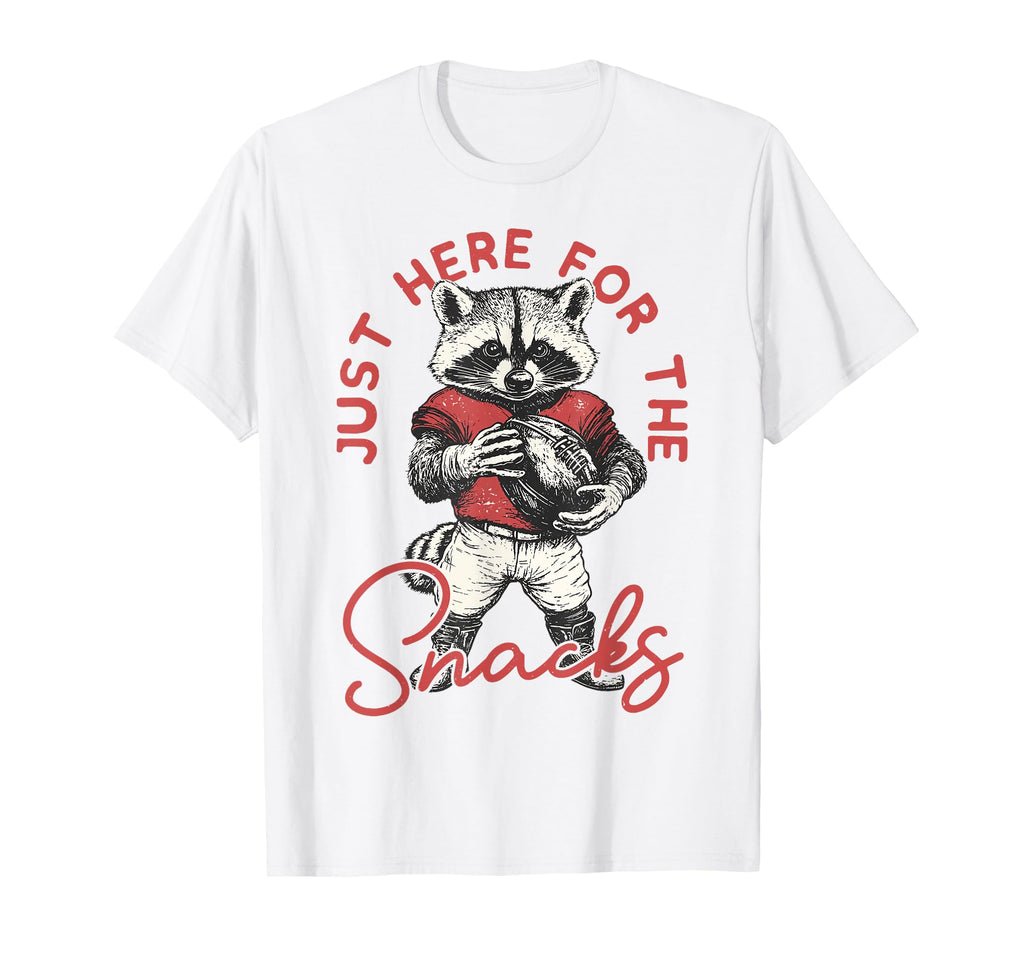 Racoon Im Just Here Snacks Football T-Shirt - Aesthetic Graphic for Adults - T-Shirt, Sweatshirt, Hoodie