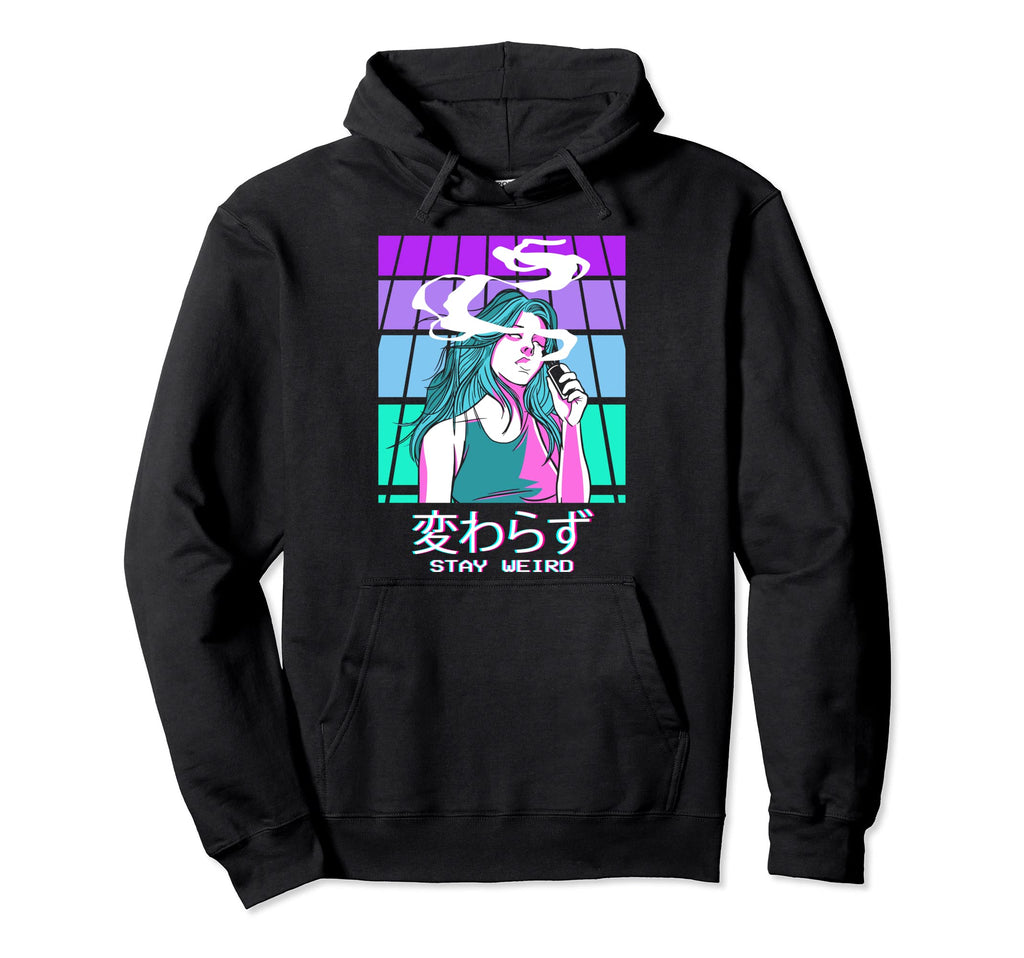 Stay Weird Anime Vaporwave Aesthetic Hoodie - Custom Art Print for Adults - T-Shirt, Sweatshirt, Hoodie