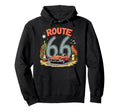 Desert Road Trip Route 66 Red Car Hoodie - Novelty Apparel Unisex - T-Shirt, Sweatshirt, Hoodie