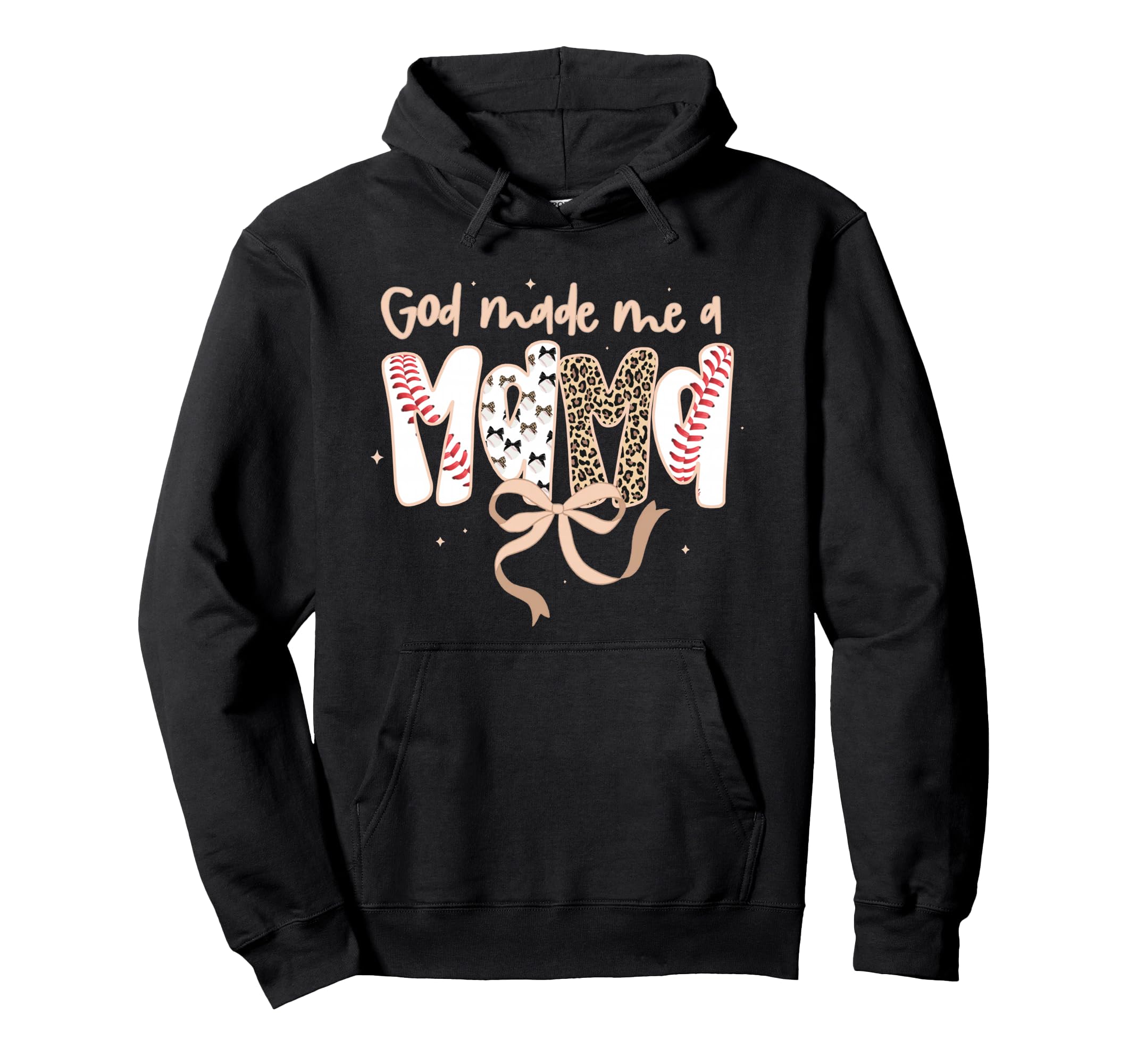 God Made Me Mama Baseball Leopard Hoodie - Graphic Print Men Women - T-Shirt, Sweatshirt, Hoodie