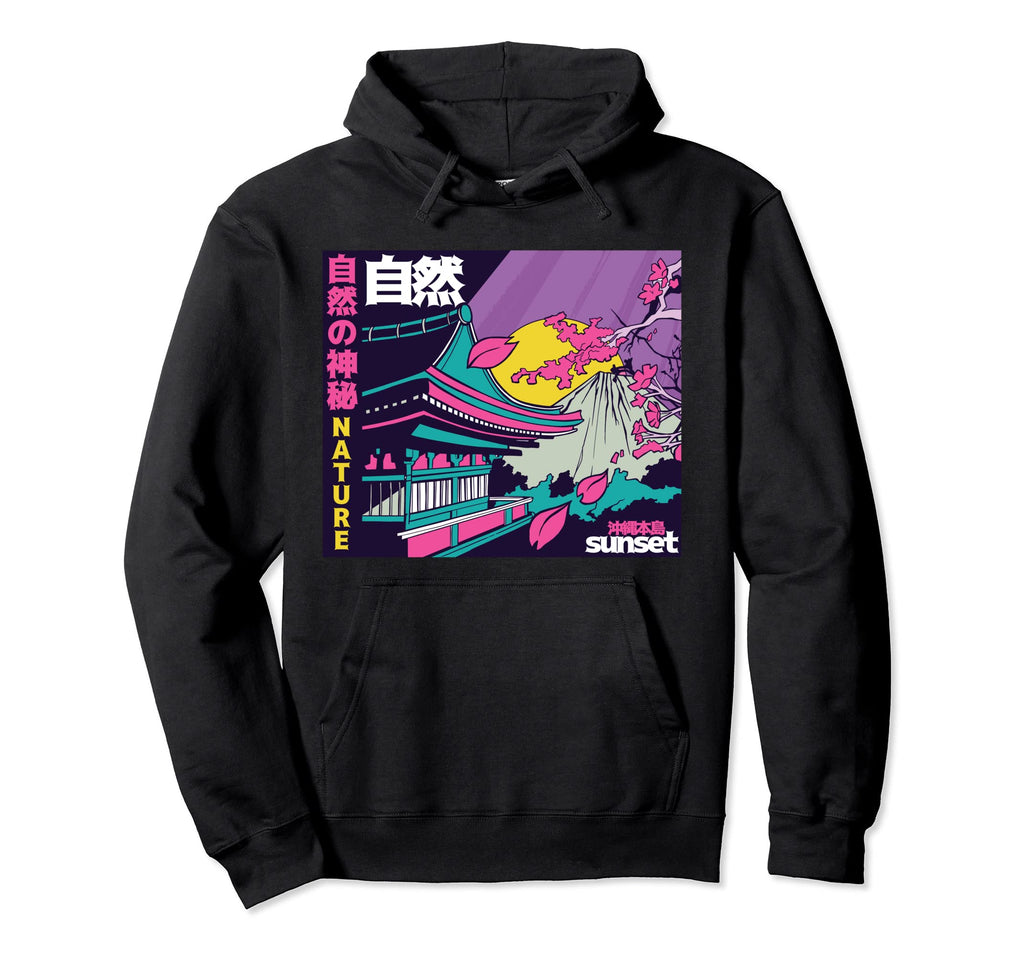 Japanese Vaporwave 80S House Sunset Hoodie - Fun Novelty Design for Adults - T-Shirt, Sweatshirt, Hoodie