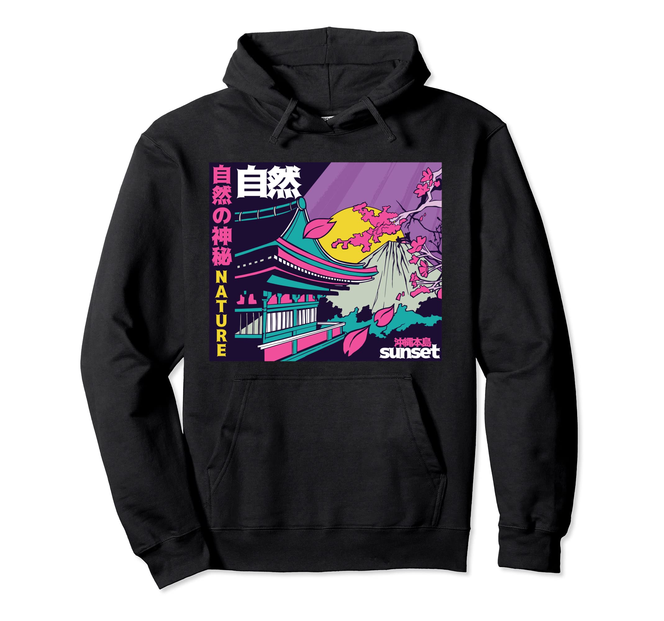 Japanese Vaporwave 80S House Sunset Hoodie - Fun Novelty Design for Adults - T-Shirt, Sweatshirt, Hoodie