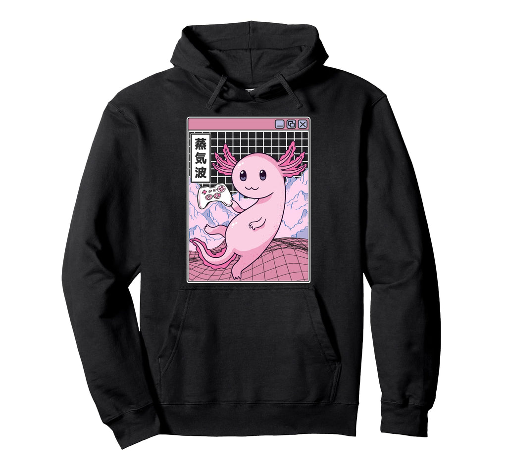 Gaming Axolotl Digital Japan 80S Otaku Hoodie - Minimalist Print Men Women - T-Shirt, Sweatshirt, Hoodie