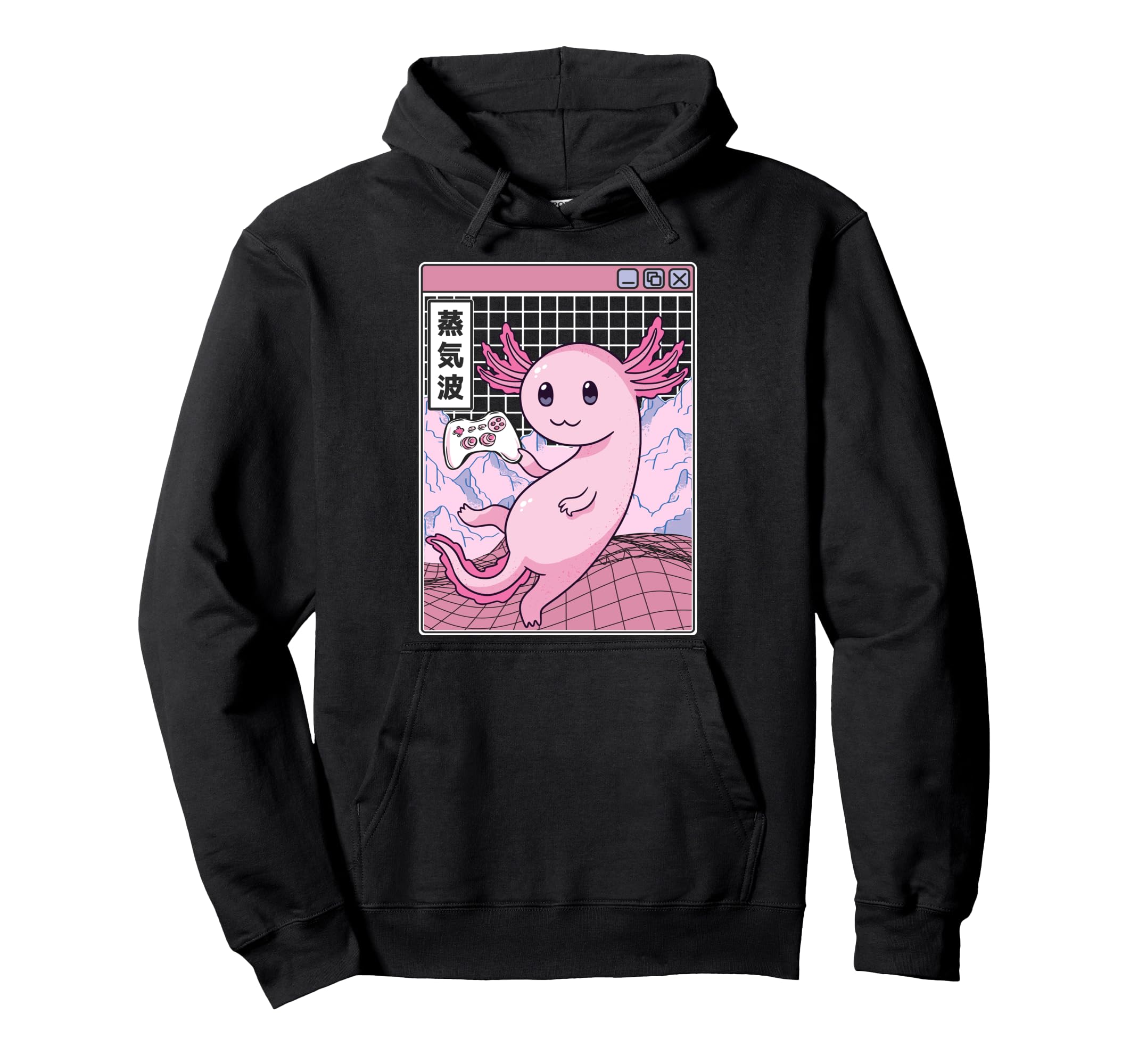 Gaming Axolotl Digital Japan 80S Otaku Hoodie - Minimalist Print Men Women - T-Shirt, Sweatshirt, Hoodie
