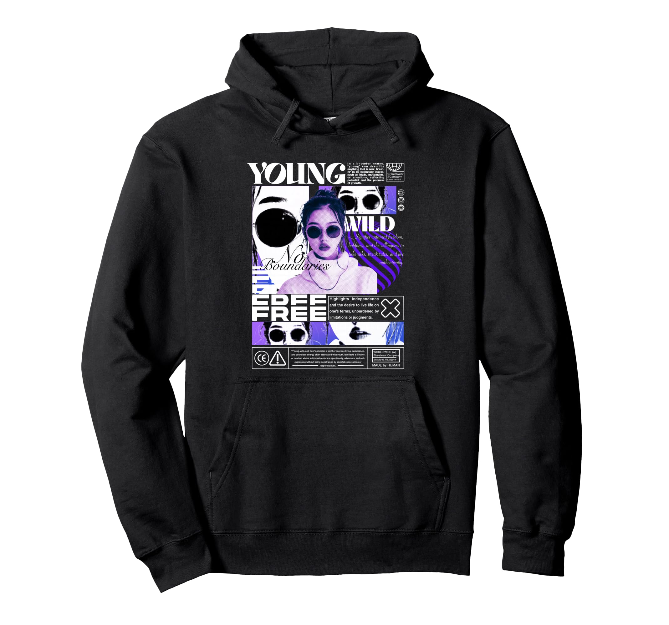 Y2K Young Wild Free Bold Urban Graffiti Hoodie - Unique Graphic for Adults - T-Shirt, Sweatshirt, Hoodie