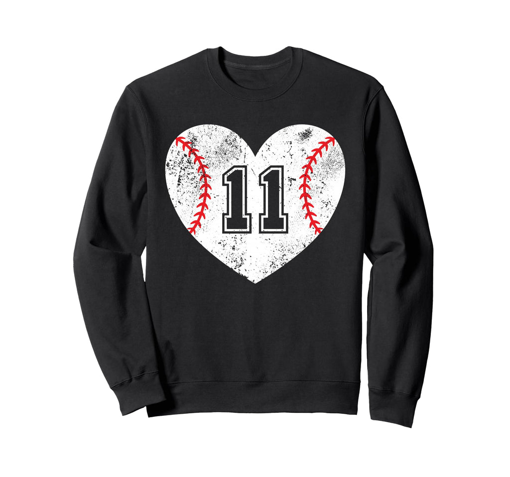Baseball Heart Player 11 Sweatshirt - Casual Everyday Wear for Adults - T-Shirt, Sweatshirt, Hoodie
