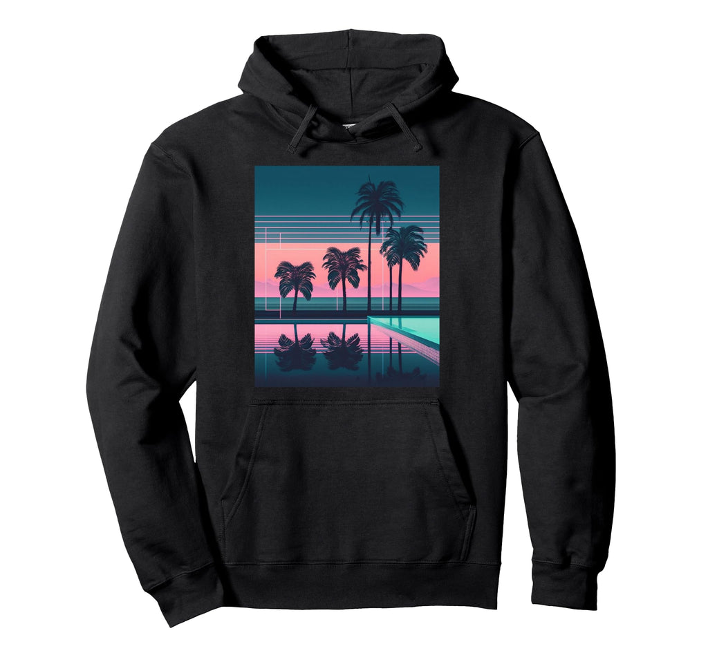 Vaporwave Aesthetic Trippy Tropical Palm Hoodie - Novelty Apparel Unisex - T-Shirt, Sweatshirt, Hoodie