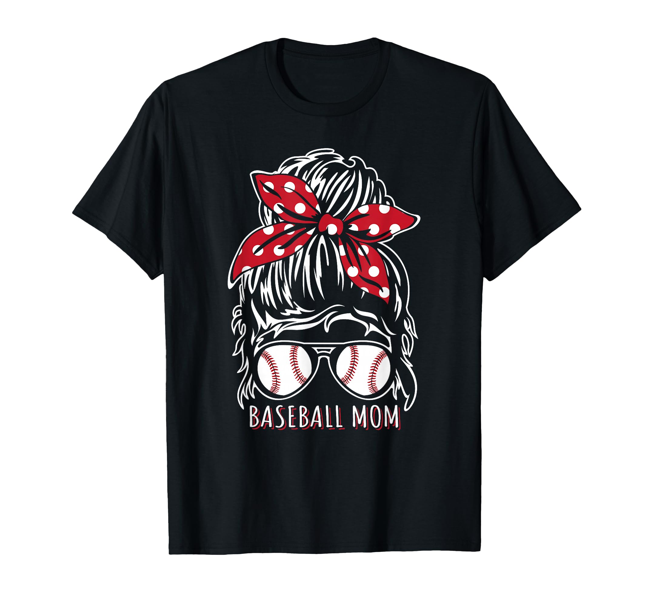 Baseball Mom Messy Bun Glasses And T-Shirt - Streetwear Style for Adults - T-Shirt, Sweatshirt, Hoodie
