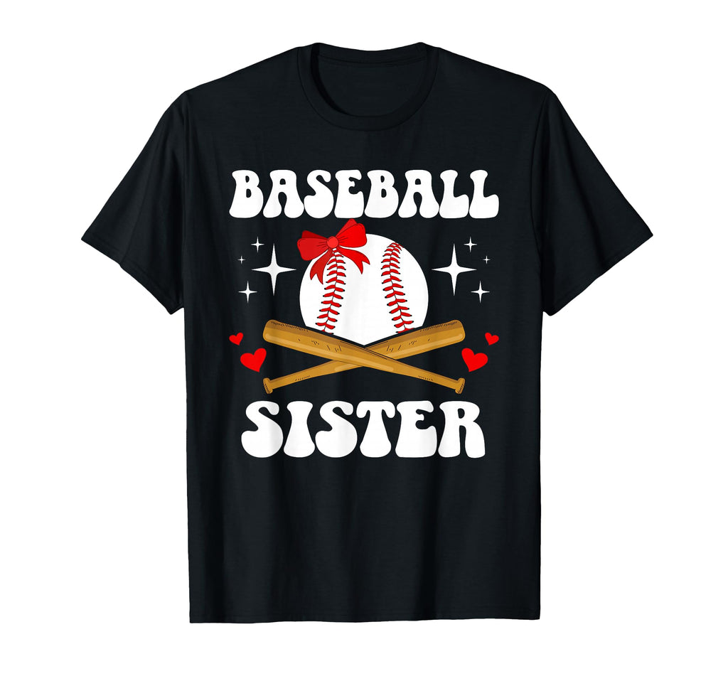 Baseball Sister Baseball Player Groovy T-Shirt - Graphic Print Men Women - T-Shirt, Sweatshirt, Hoodie