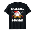 Baseball Sister Baseball Player Groovy T-Shirt - Graphic Print Men Women - T-Shirt, Sweatshirt, Hoodie