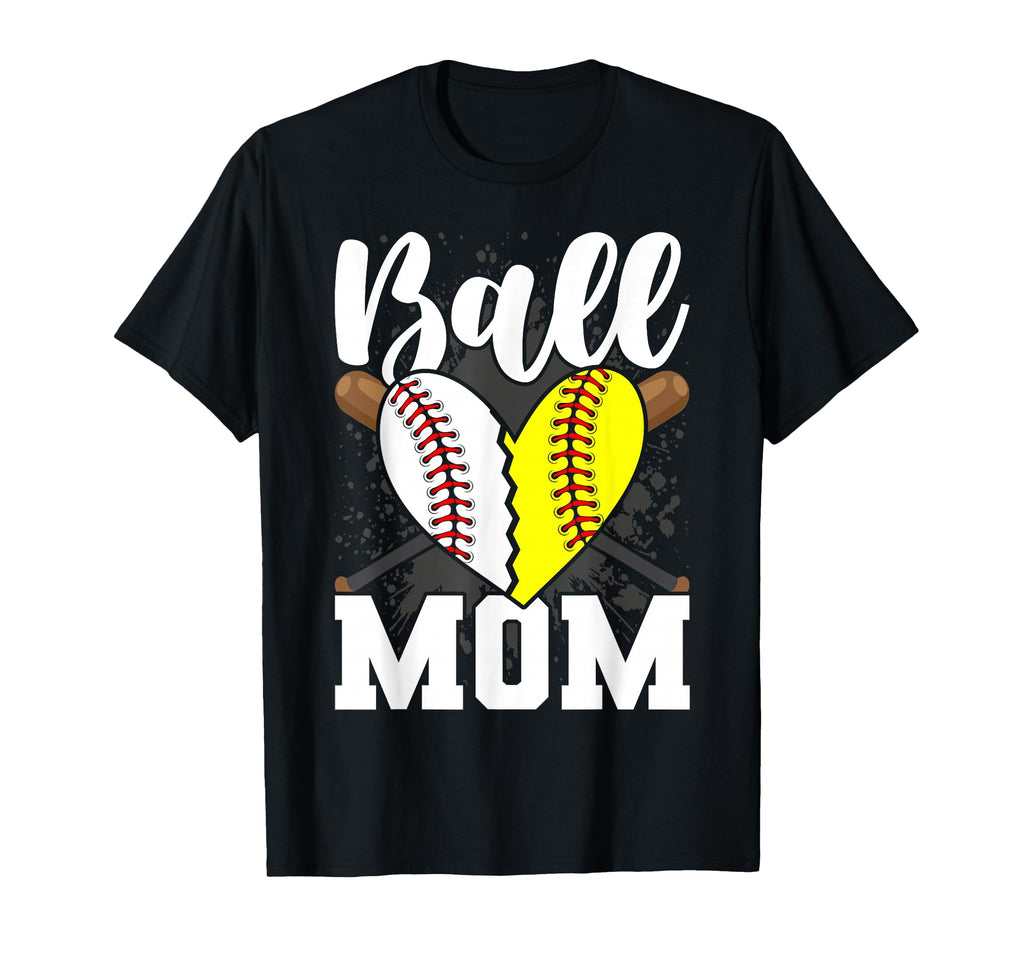 Mom Both Ball Half Softball Baseball T-Shirt - Trendy Graphic Men Women - T-Shirt, Sweatshirt, Hoodie